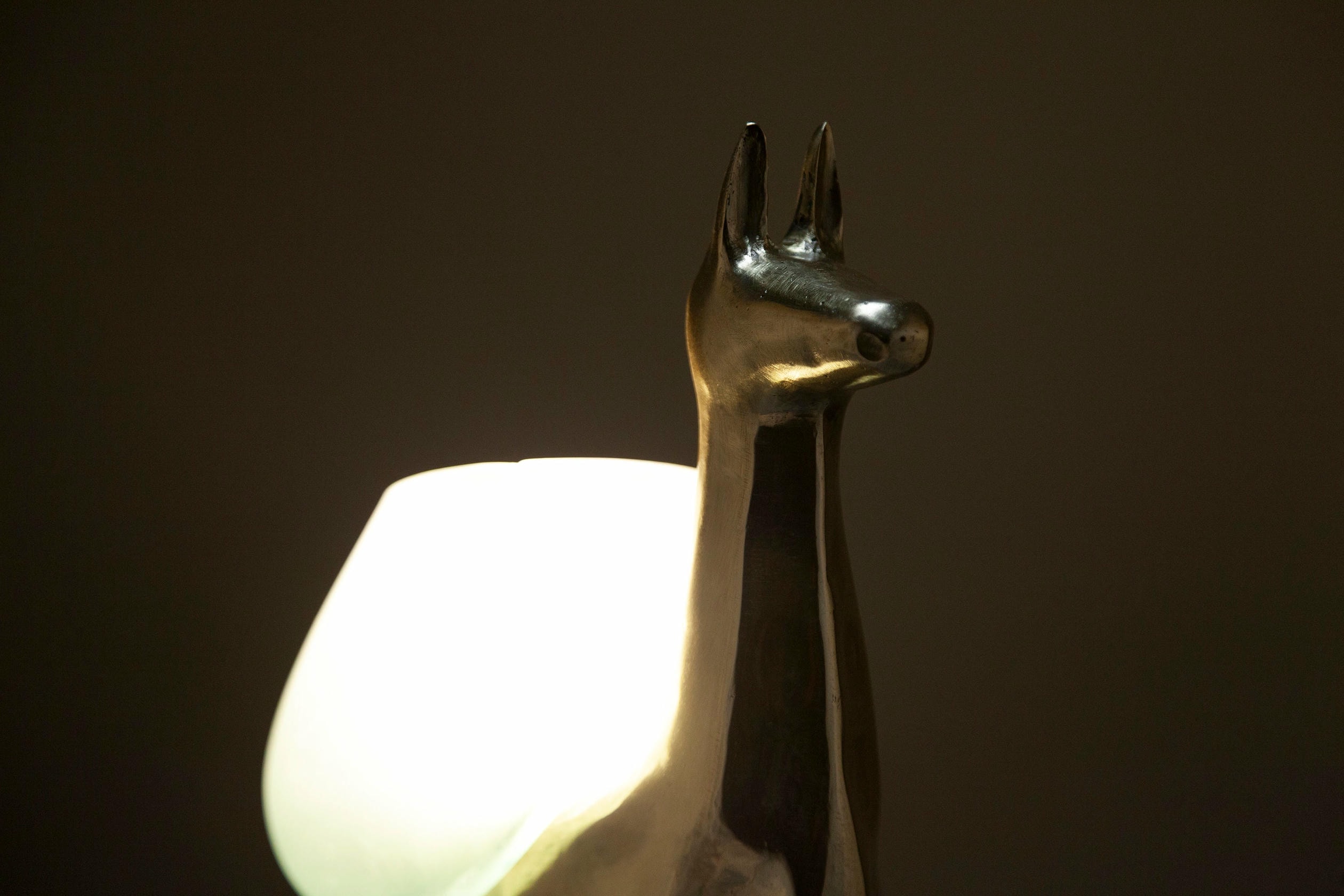 Llama Decorative Table Lamp in Polished Bronze & Glass by Estudio Andean 2