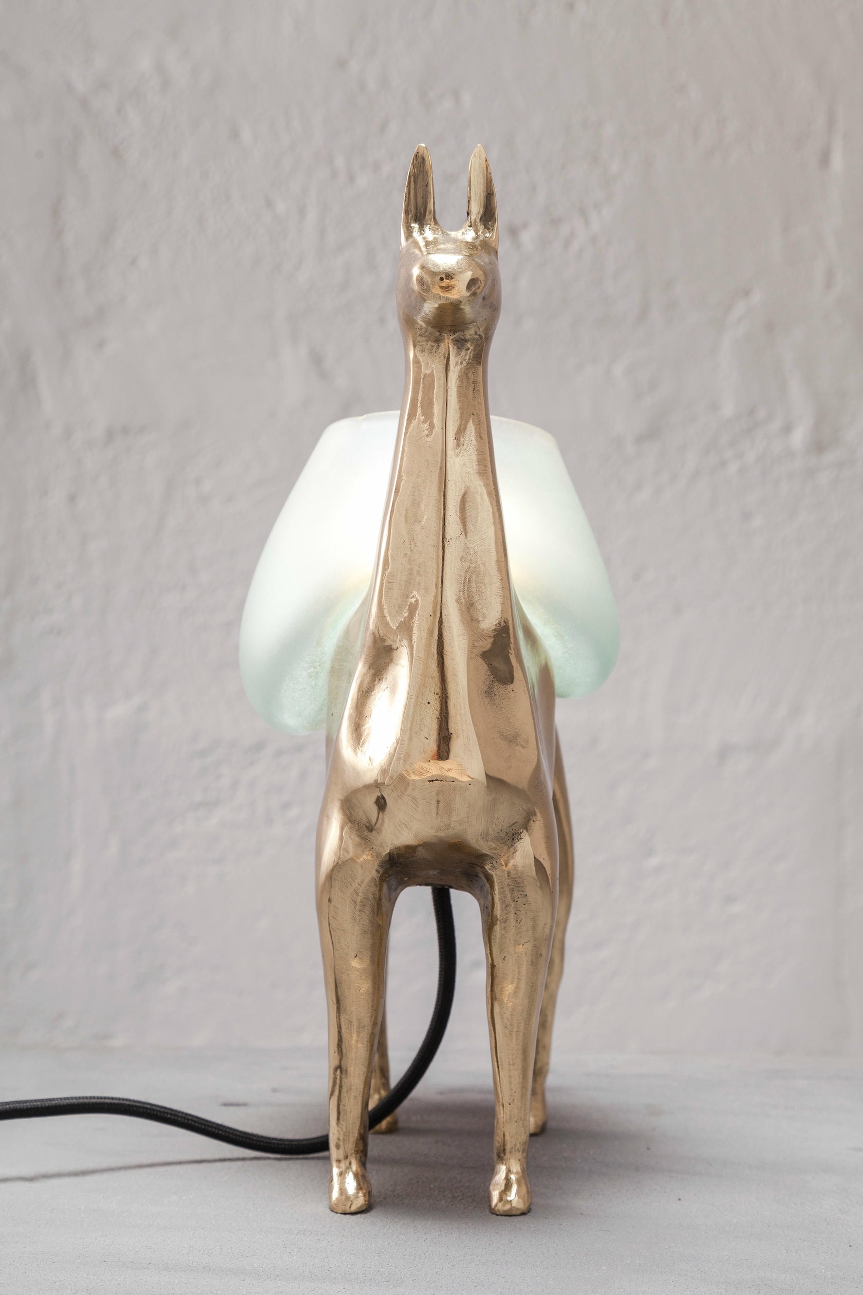 Llama Decorative Table Lamp in Polished Bronze & Glass by Estudio Andean 4