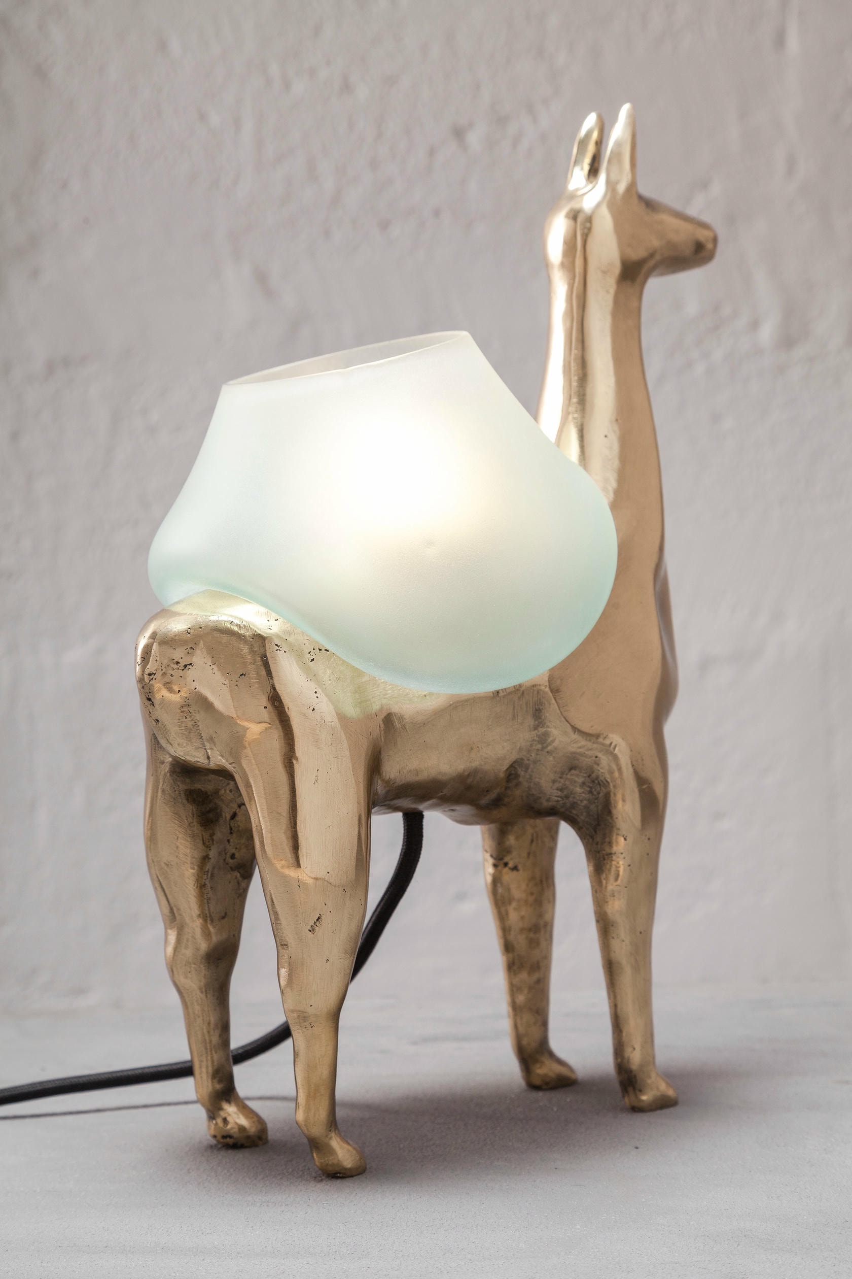 Llama Decorative Table Lamp in Polished Bronze & Glass by Estudio Andean 5