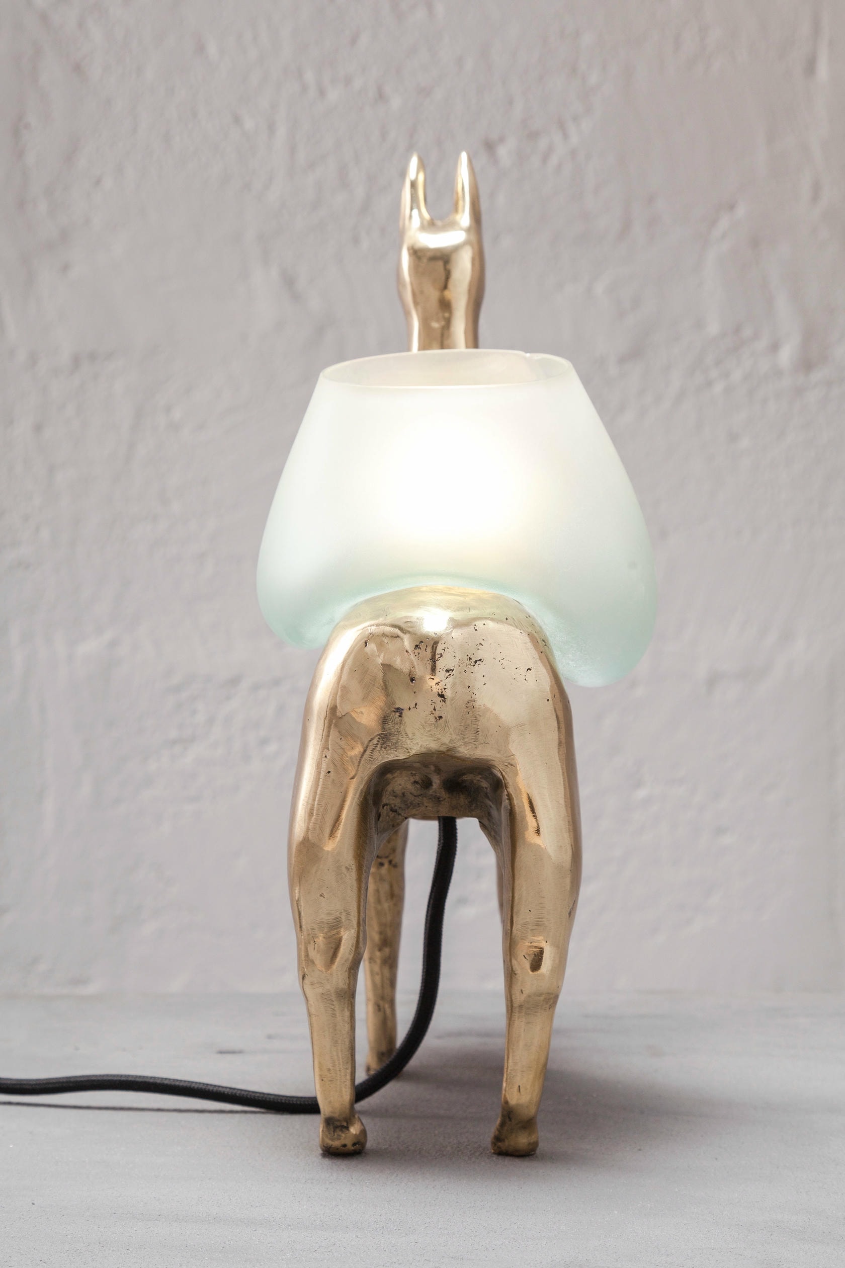Llama Decorative Table Lamp in Polished Bronze & Glass by Estudio Andean 6