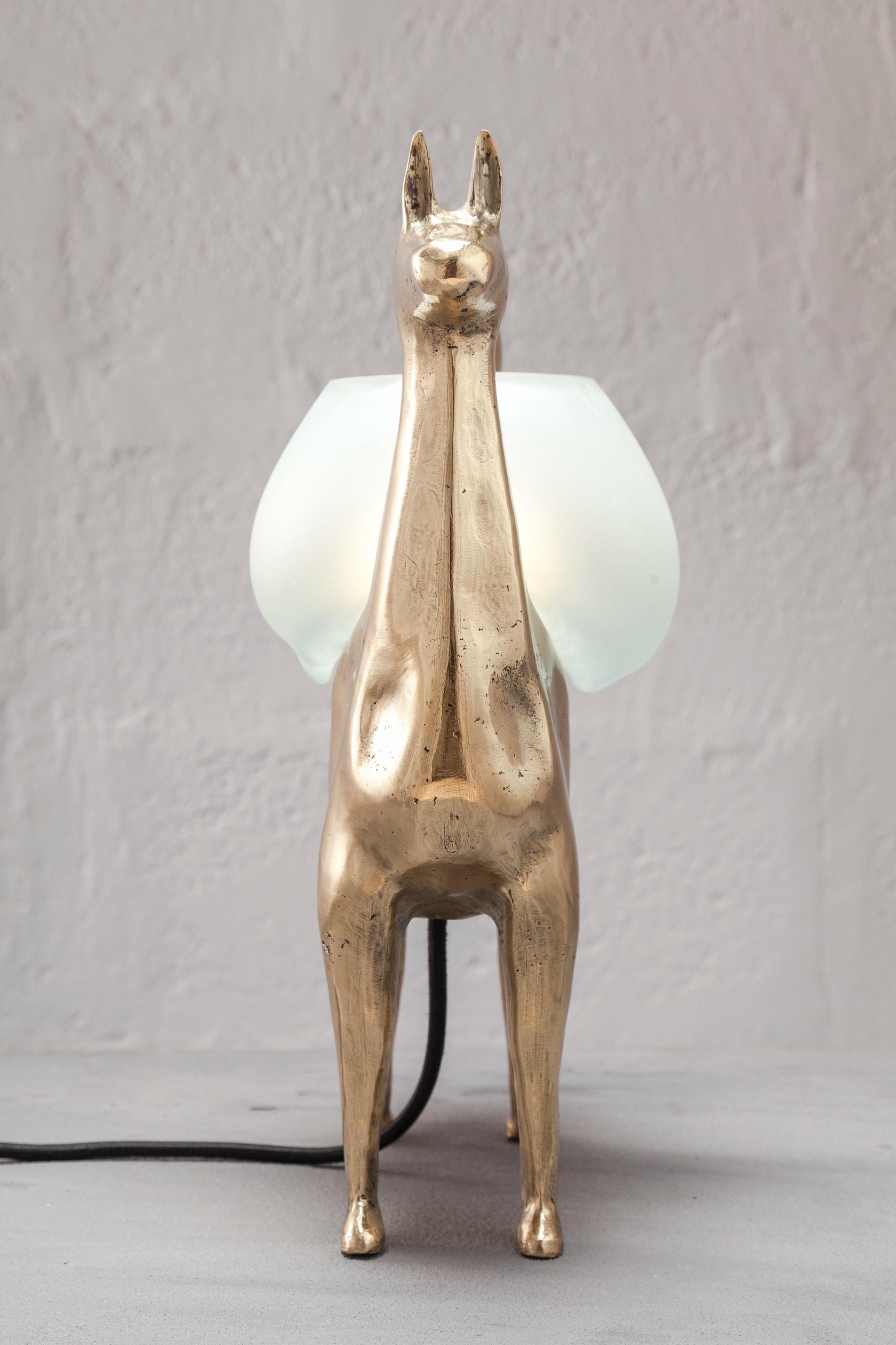 Llamas Decorative Table Lamp in Polished Bronze & Glass by Estudio Andean 8
