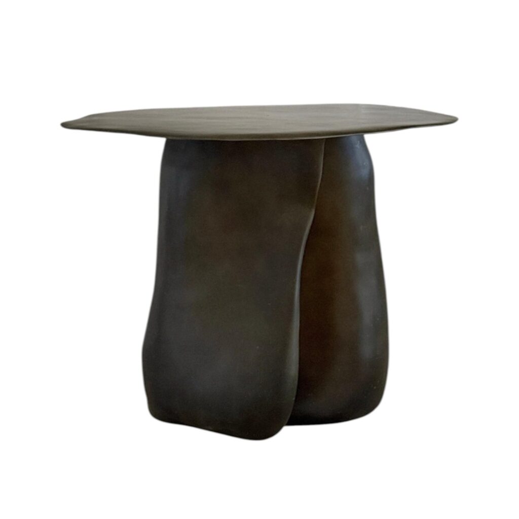 Moss Brown Formless Fiberglass Round Table by kar 1