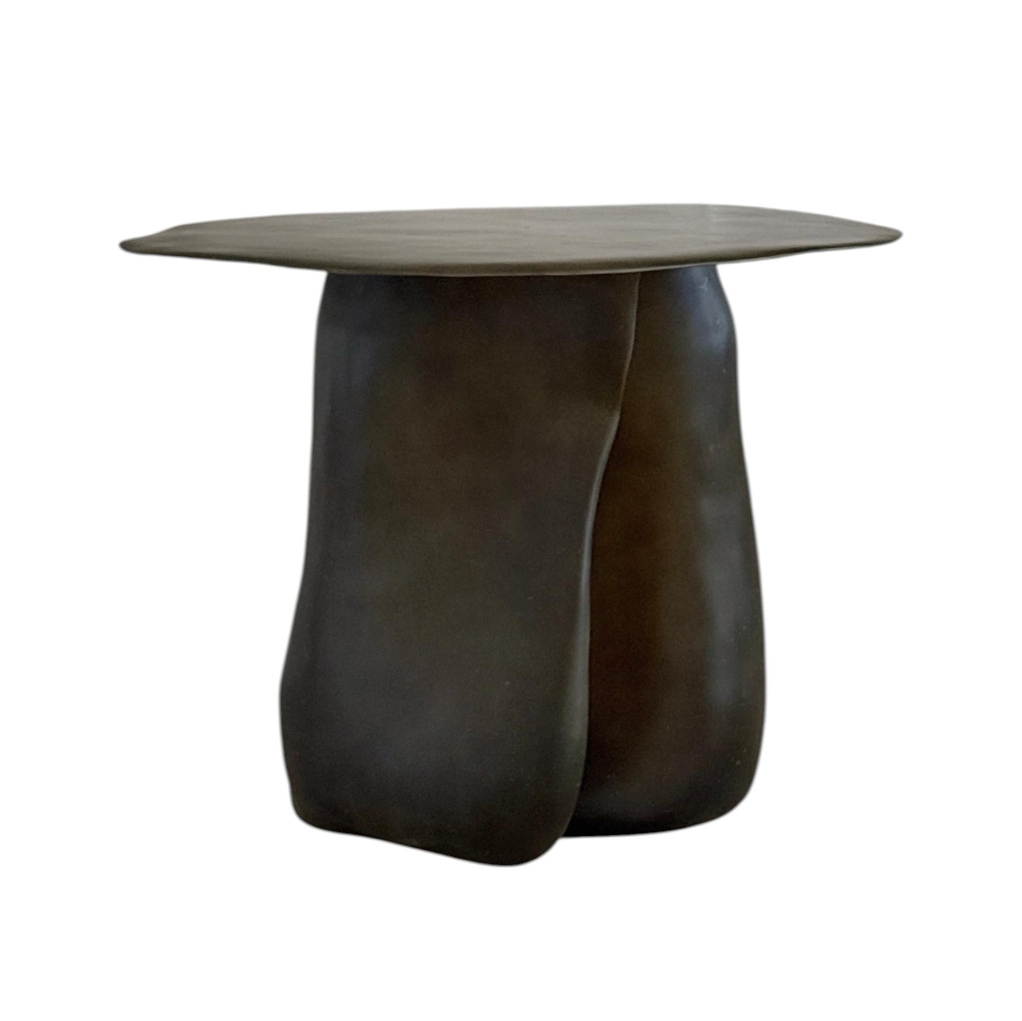 Moss Brown Formless Fiberglass Round Table by kar 1