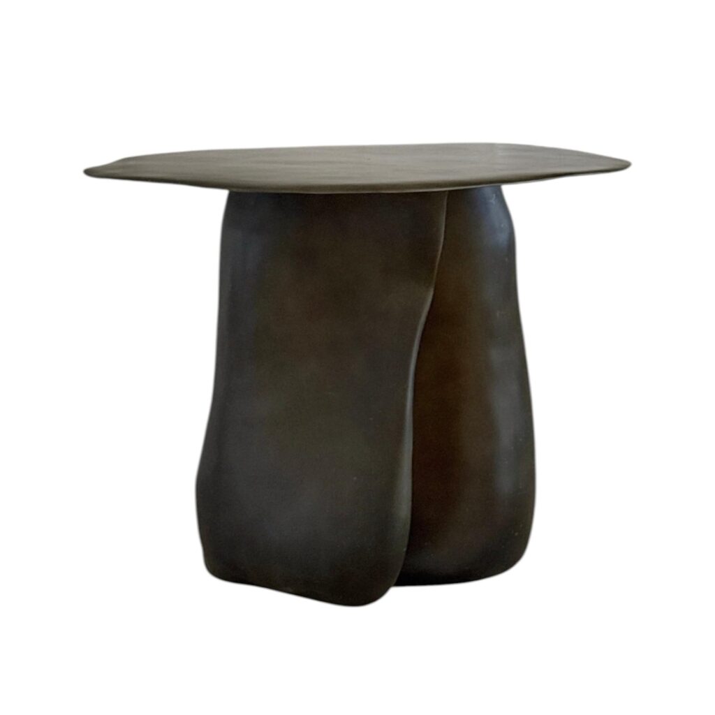 Moss Brown Formless Fiberglass Round Table by kar 1