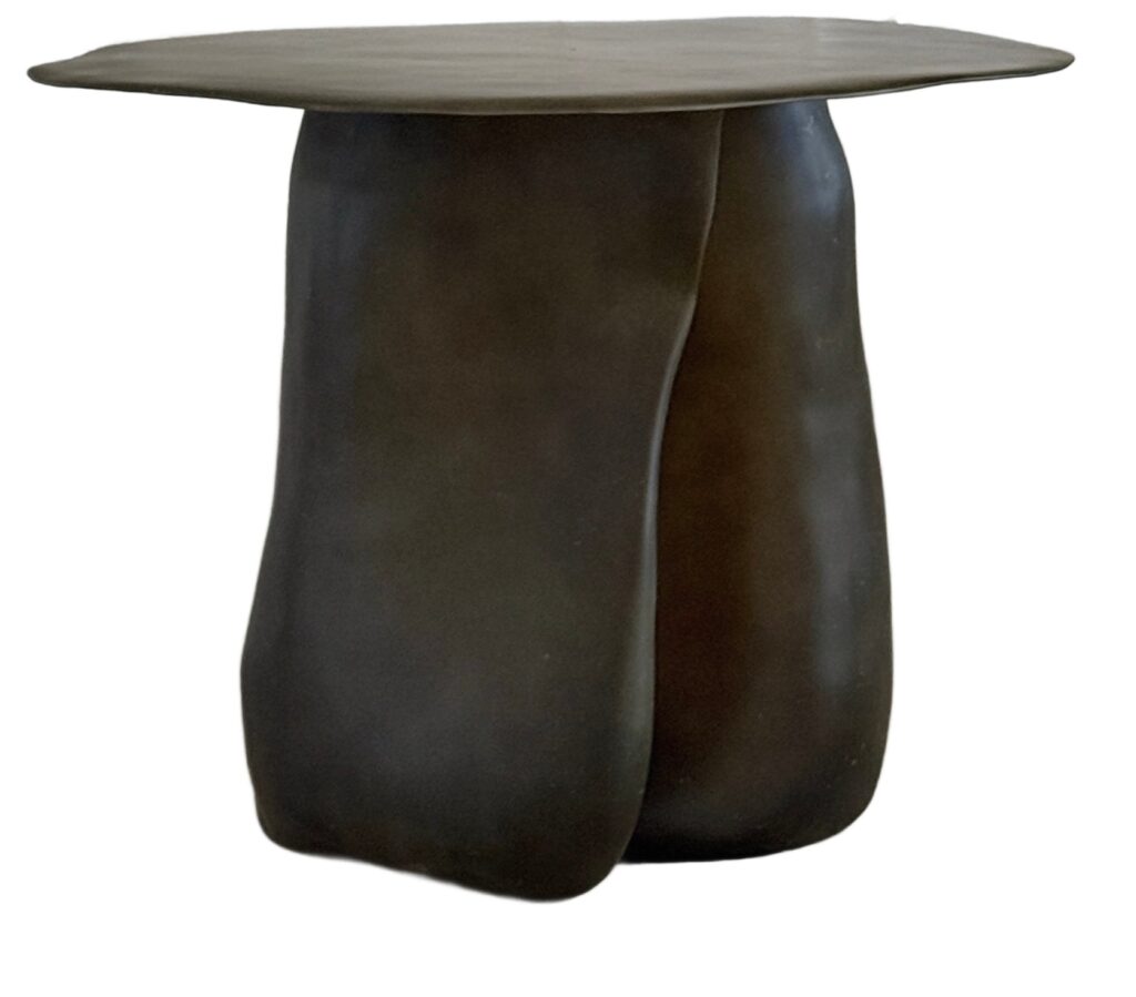 Moss Brown Formless Fiberglass Round Table by kar 1