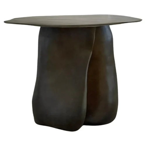 Moss Brown Formless Fiberglass Round Table by kar 1