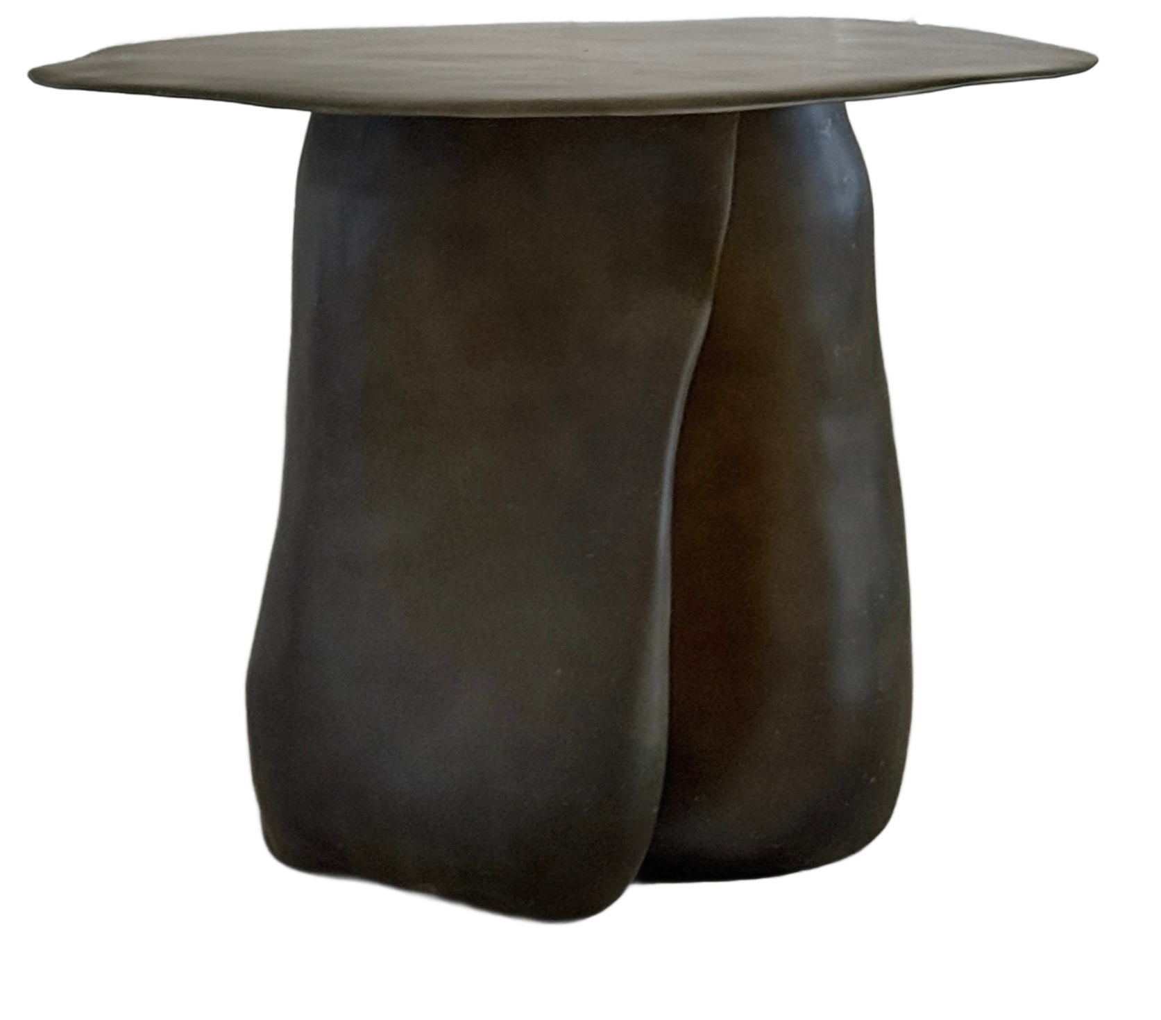 Moss Brown Formless Fiberglass Round Table by kar 1