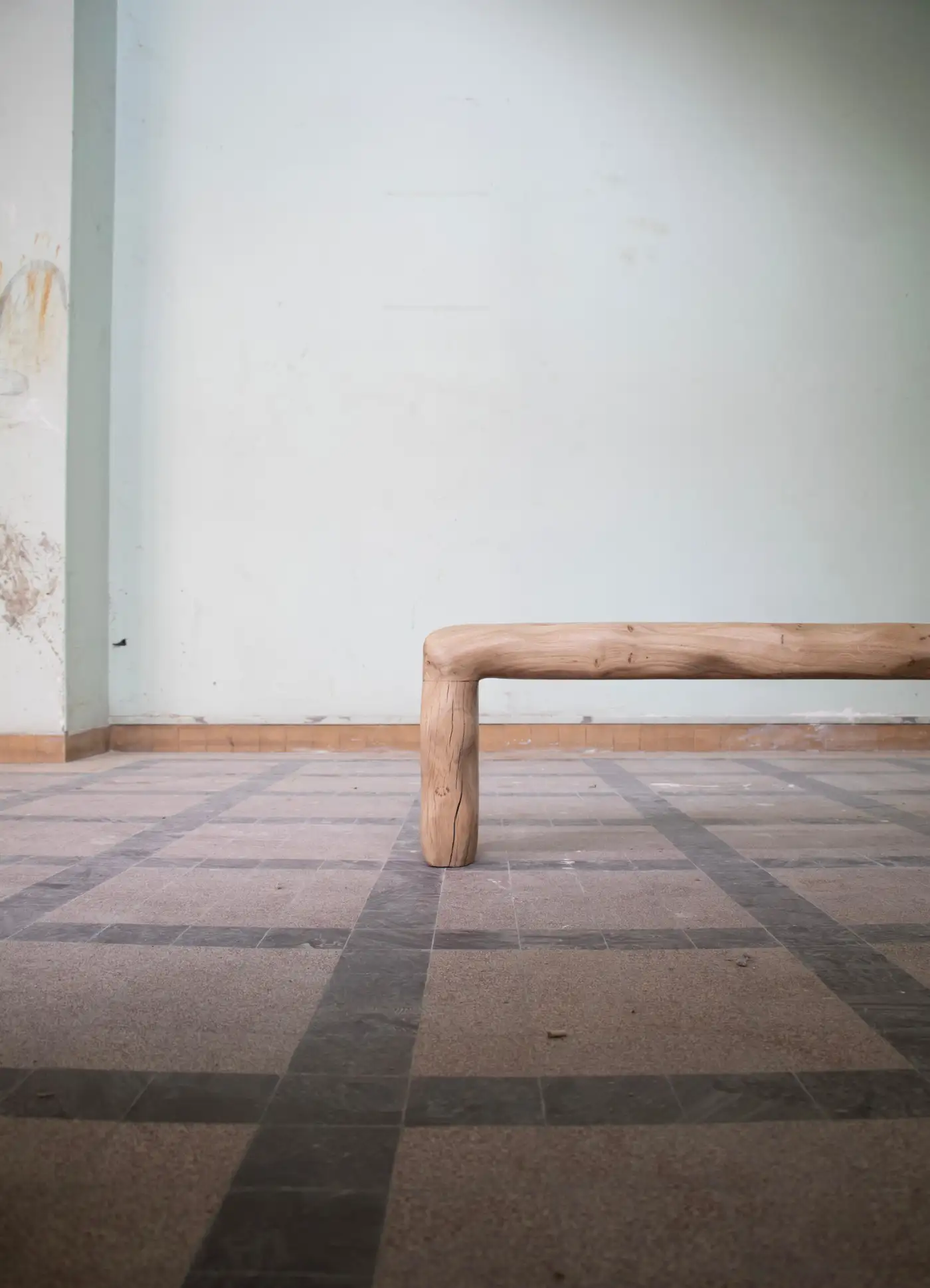 Naia Bench in Hand Carved Varnished French Oak by Alice Lahana Studio 5
