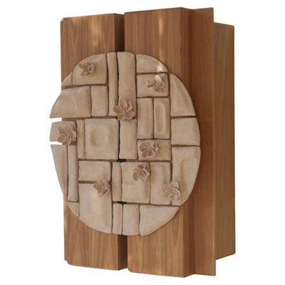 Pathways Wall Cabinet in American Oak & Clay by Joanne Odisho