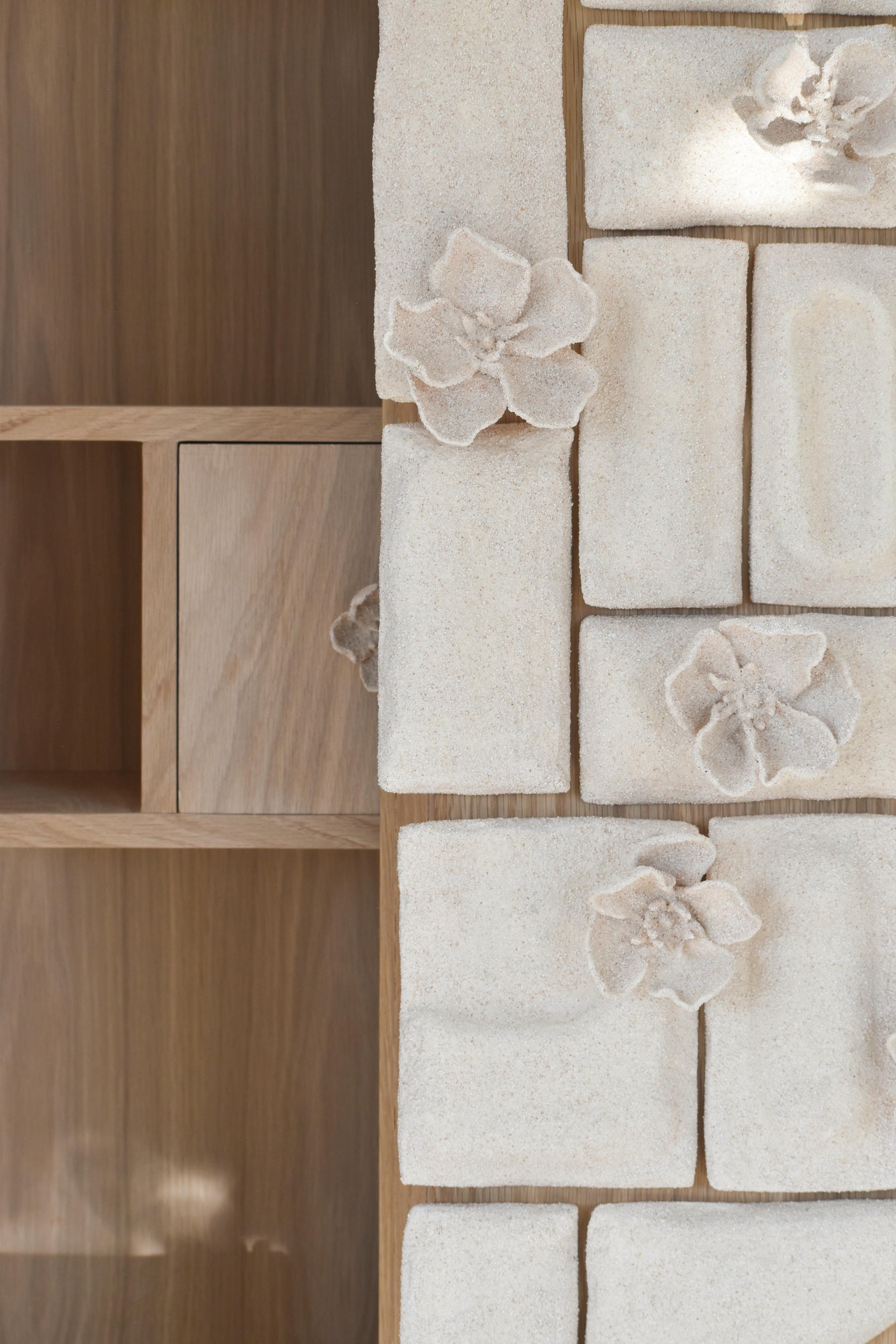 Pathways Wall Cabinet in American Oak & Clay by Joanne Odisho 3