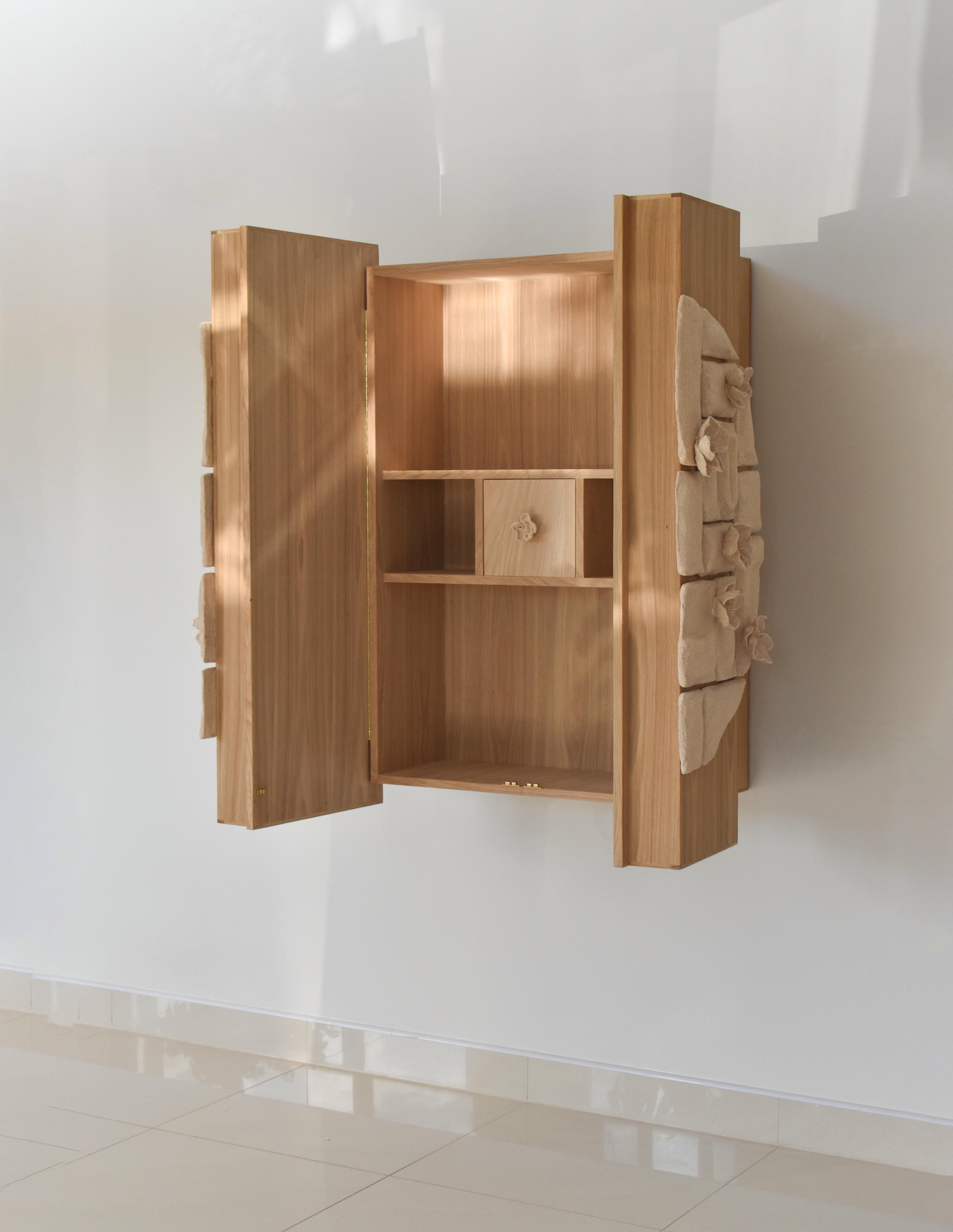 Pathways Wall Cabinet in American Oak & Clay by Joanne Odisho 7