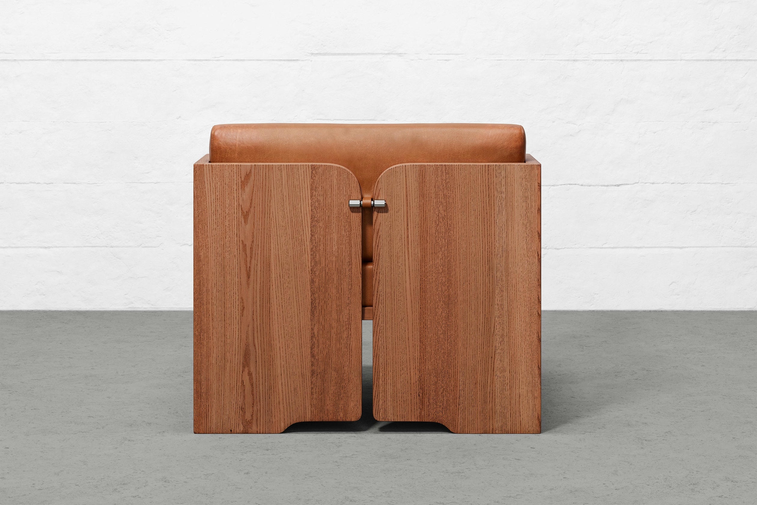 Perfidia 3 Lounge Chair in Natural Leather, Wood & Steel by Estudio Andean 5