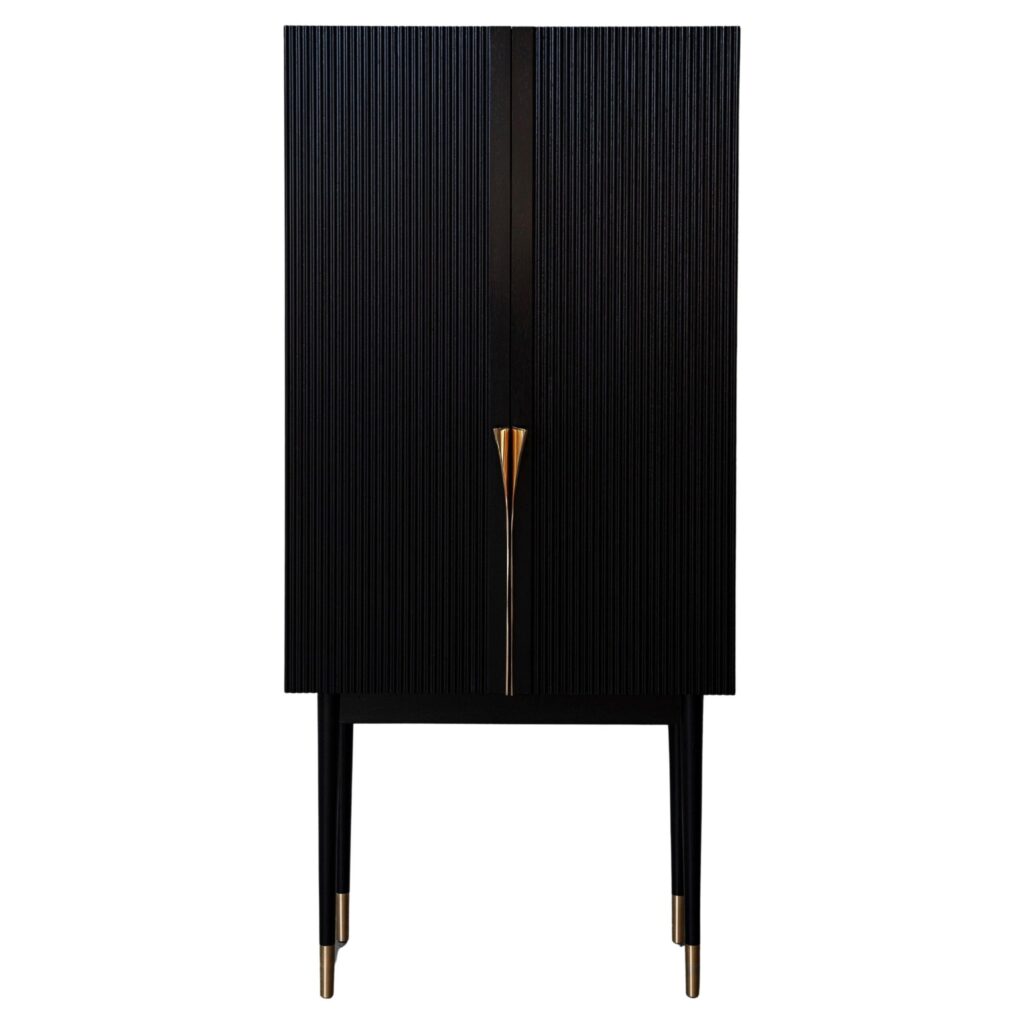 Perfidia Bar Cabinet in Solid Wood with Cast Bronze Details by Estudio Andean 1