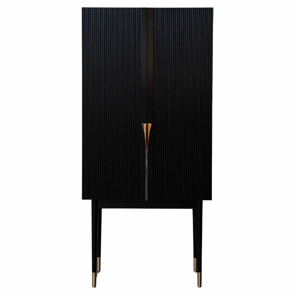 Perfidia Bar Cabinet in Solid Wood with Cast Bronze Details by Estudio Andean 1