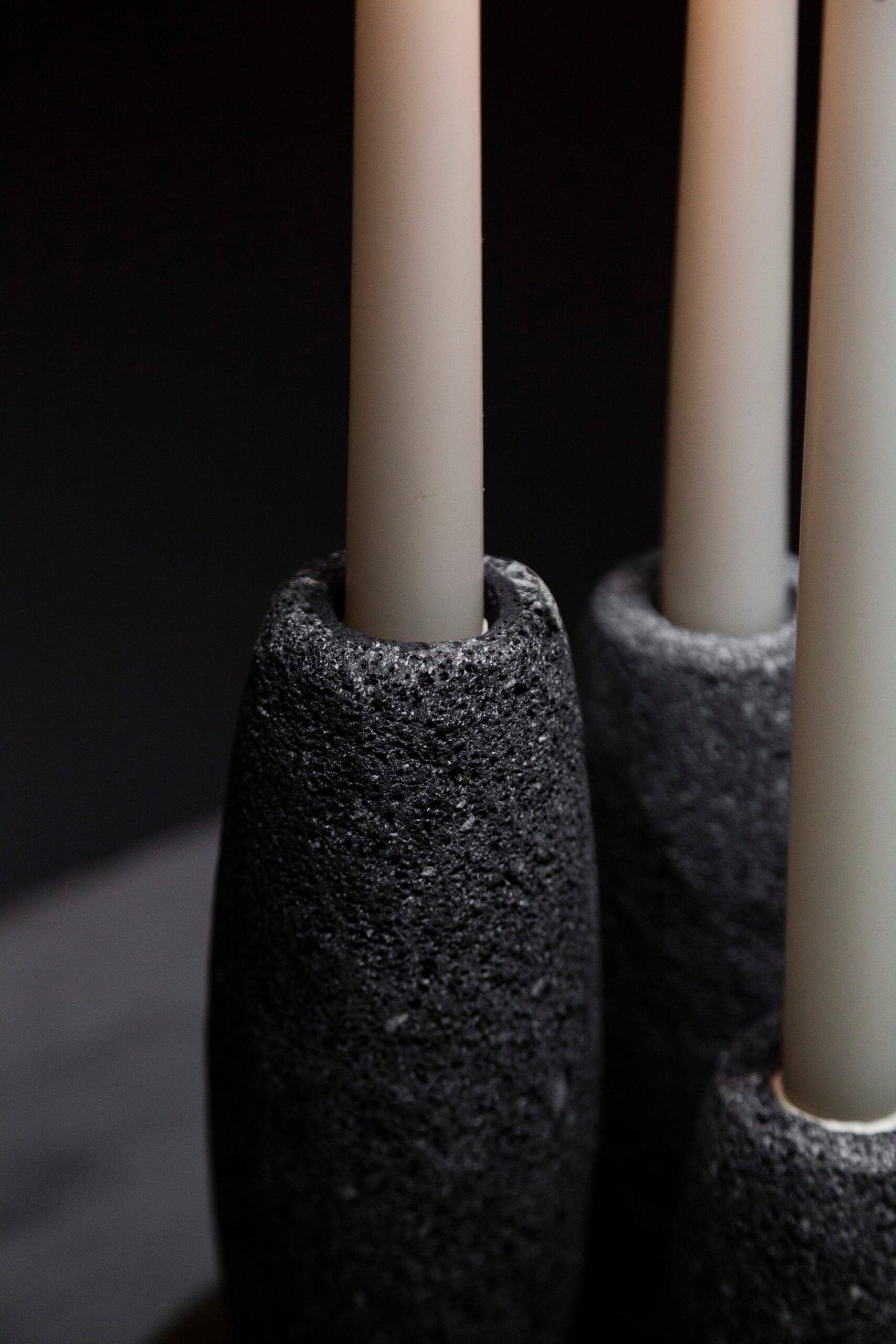 Salar Candle Holder in Polished Bronze & Volcanic Stone by Estudio Andean 2