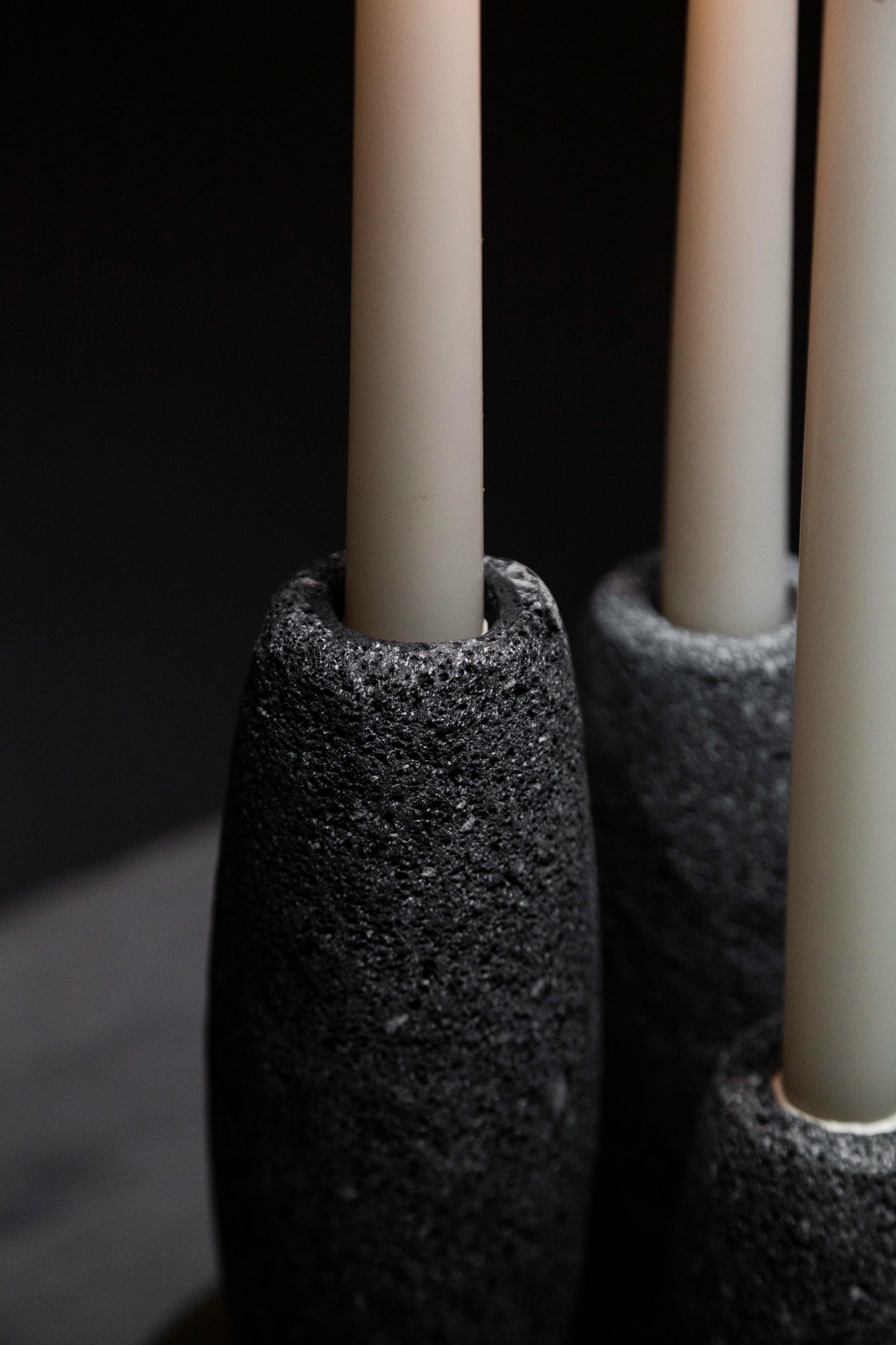 Salar Candle Holder in Polished Bronze & Volcanic Stone by Estudio Andean 3
