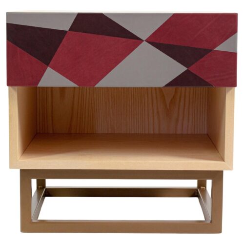 Seasons Bedside Table in Laminated Wood Metal Leather by Oscar Maschera 1