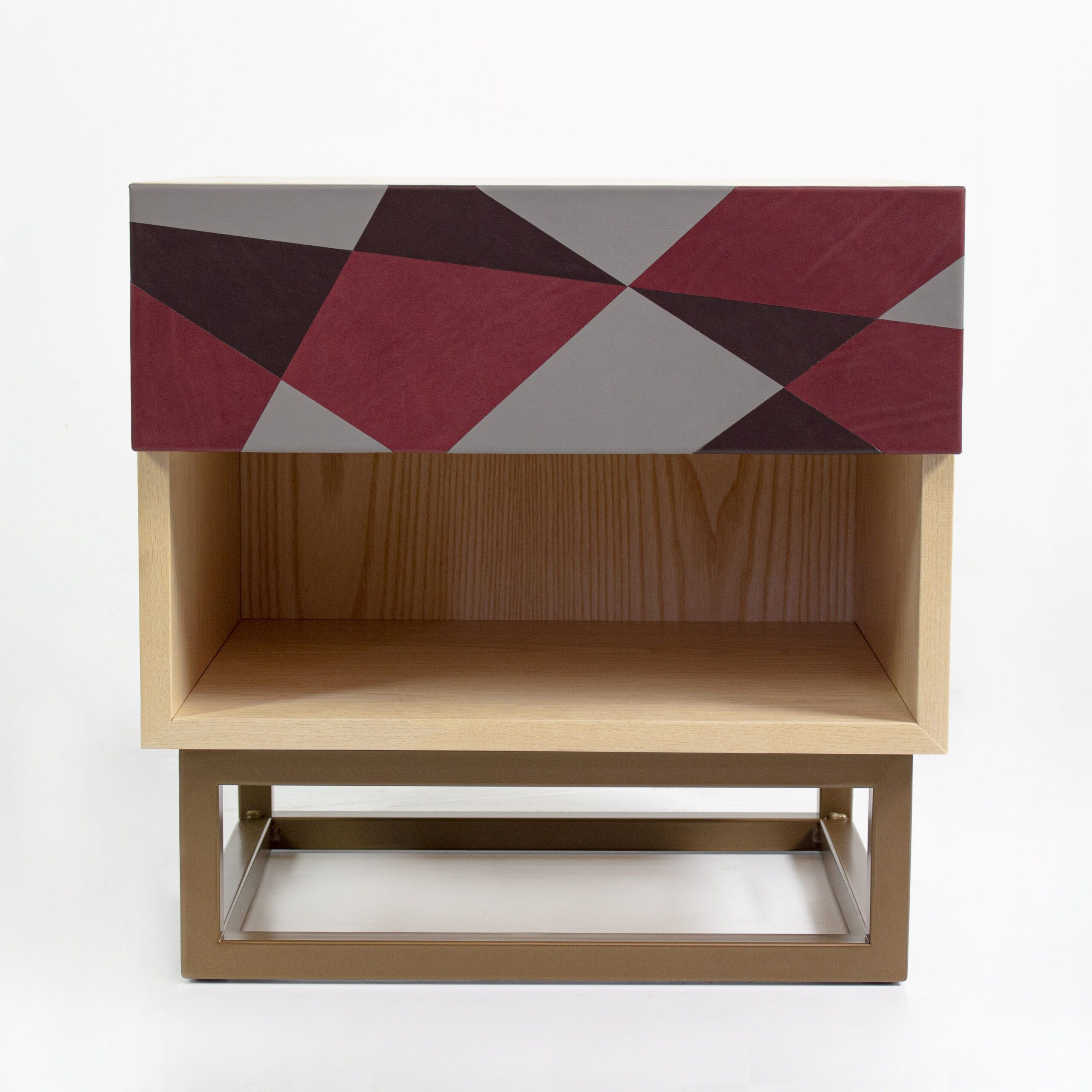 Seasons Bedside Table in Laminated Wood, Metal & Leather by Oscar Maschera 3