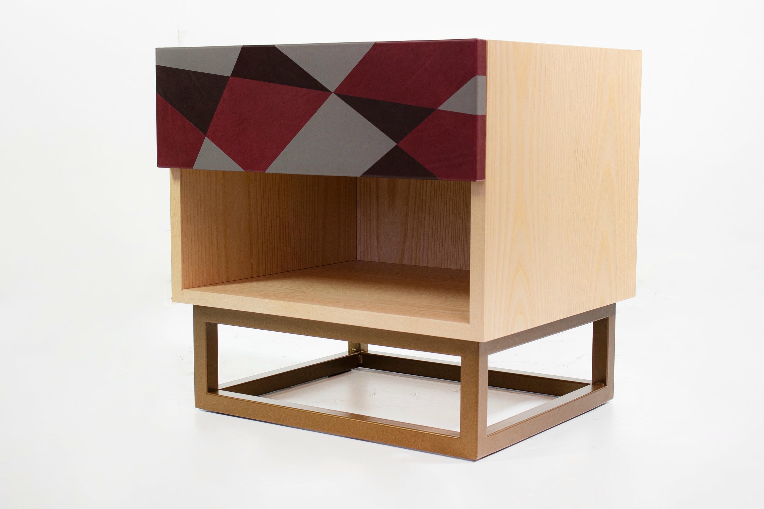 Seasons Bedside Table in Laminated Wood, Metal & Leather by Oscar Maschera 2