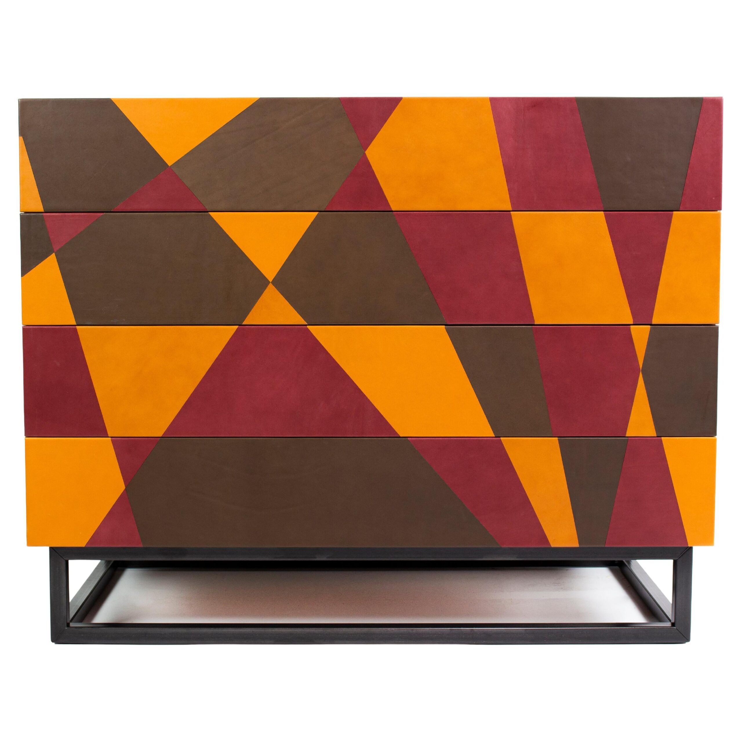Seasons Chest Of Drawers in Laminated Wood, Metal & Leather by Oscar Maschera 1