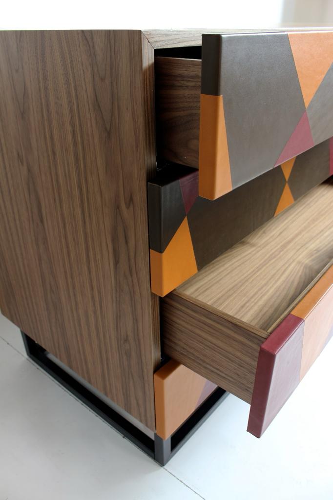 Seasons Chest Of Drawers in Laminated Wood, Metal & Leather by Oscar Maschera 3