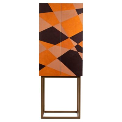 Seasons Mobile Cabinet in Laminated Wood, Metal & Leather by Oscar Maschera