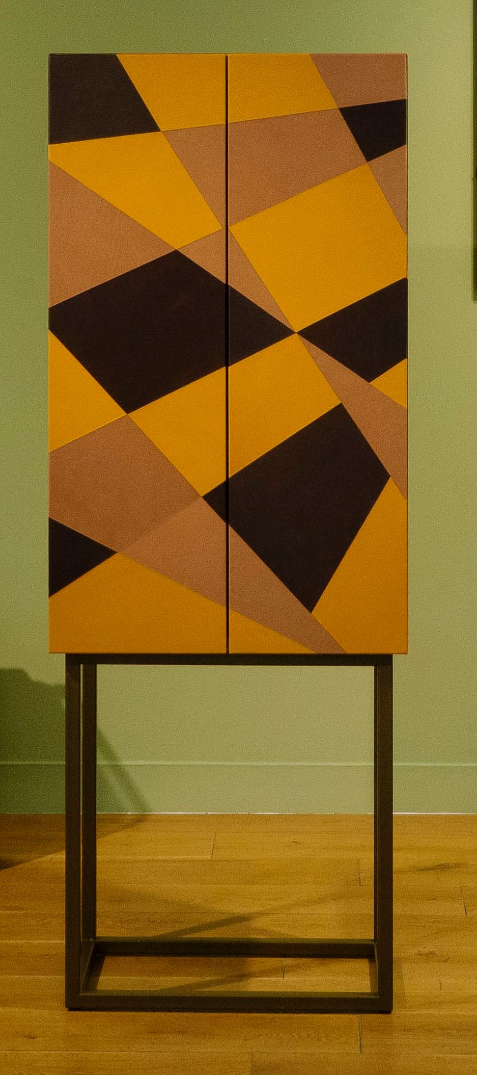 Seasons Mobile Cabinet in Laminated Wood, Metal & Leather by Oscar Maschera 2