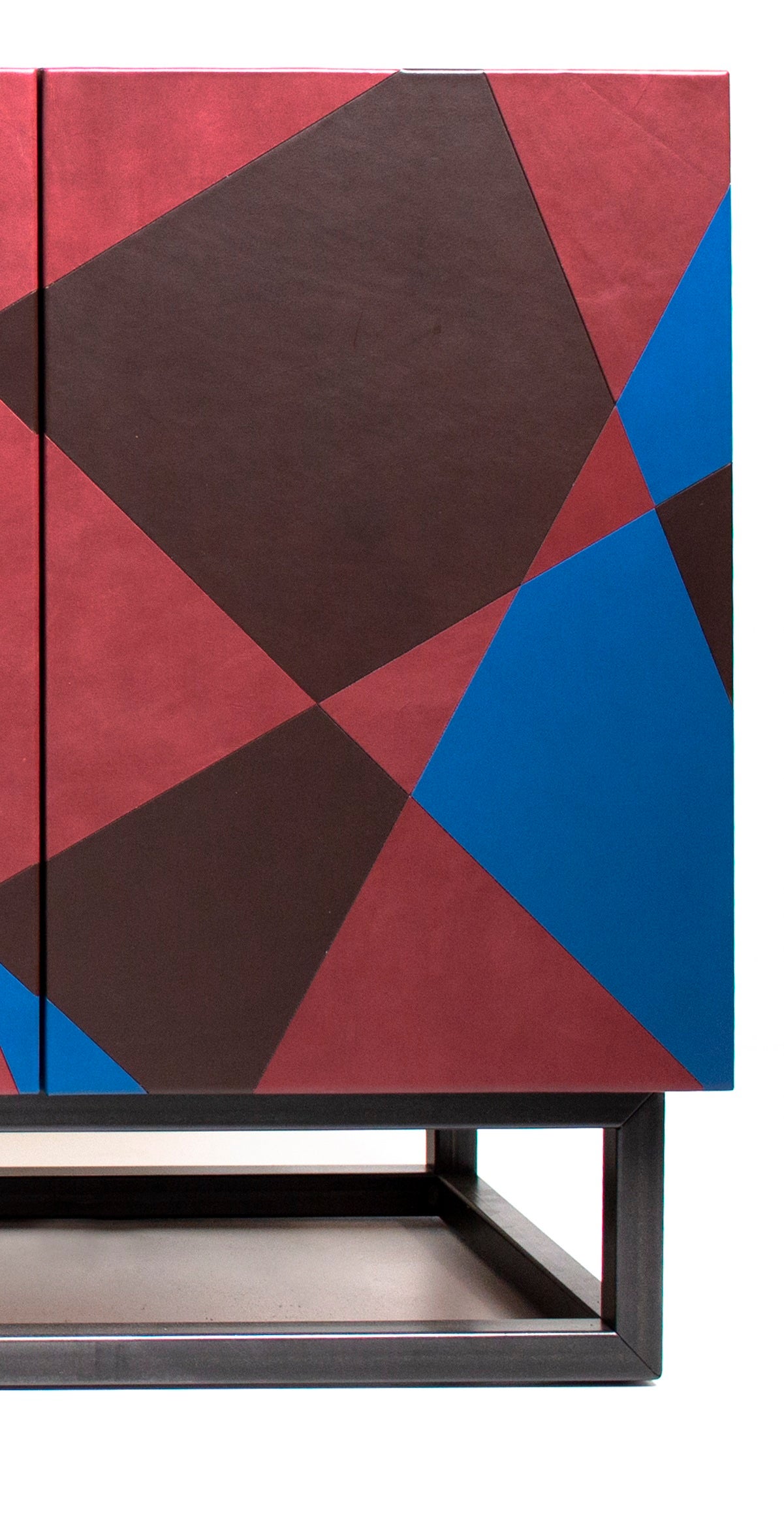 Seasons Mobile Sideboard in Laminated Wood, Metal & Leather by Oscar Maschera 5