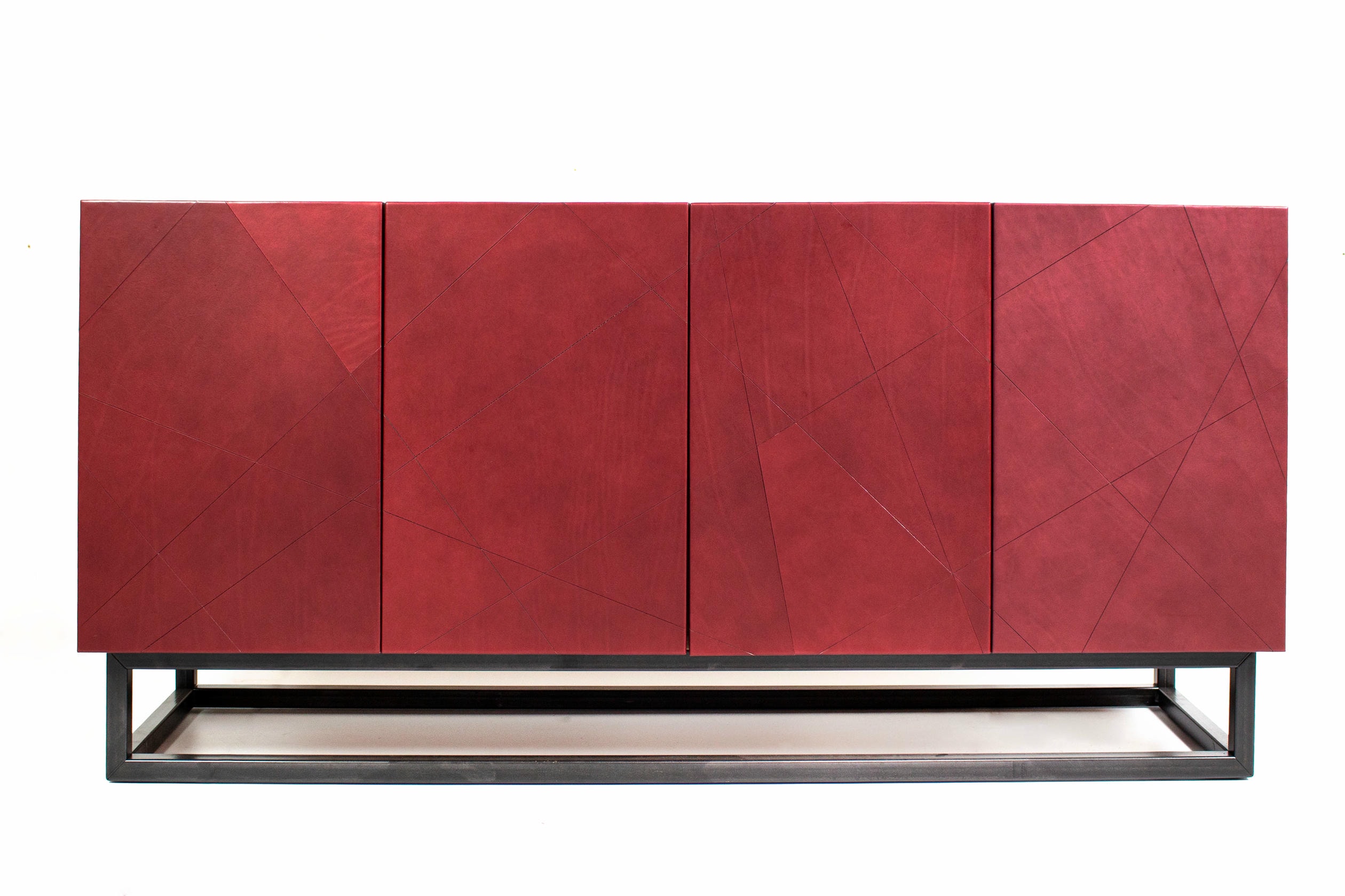 Seasons Mobile Sideboard in Laminated Wood, Metal & Leather by Oscar Maschera 6