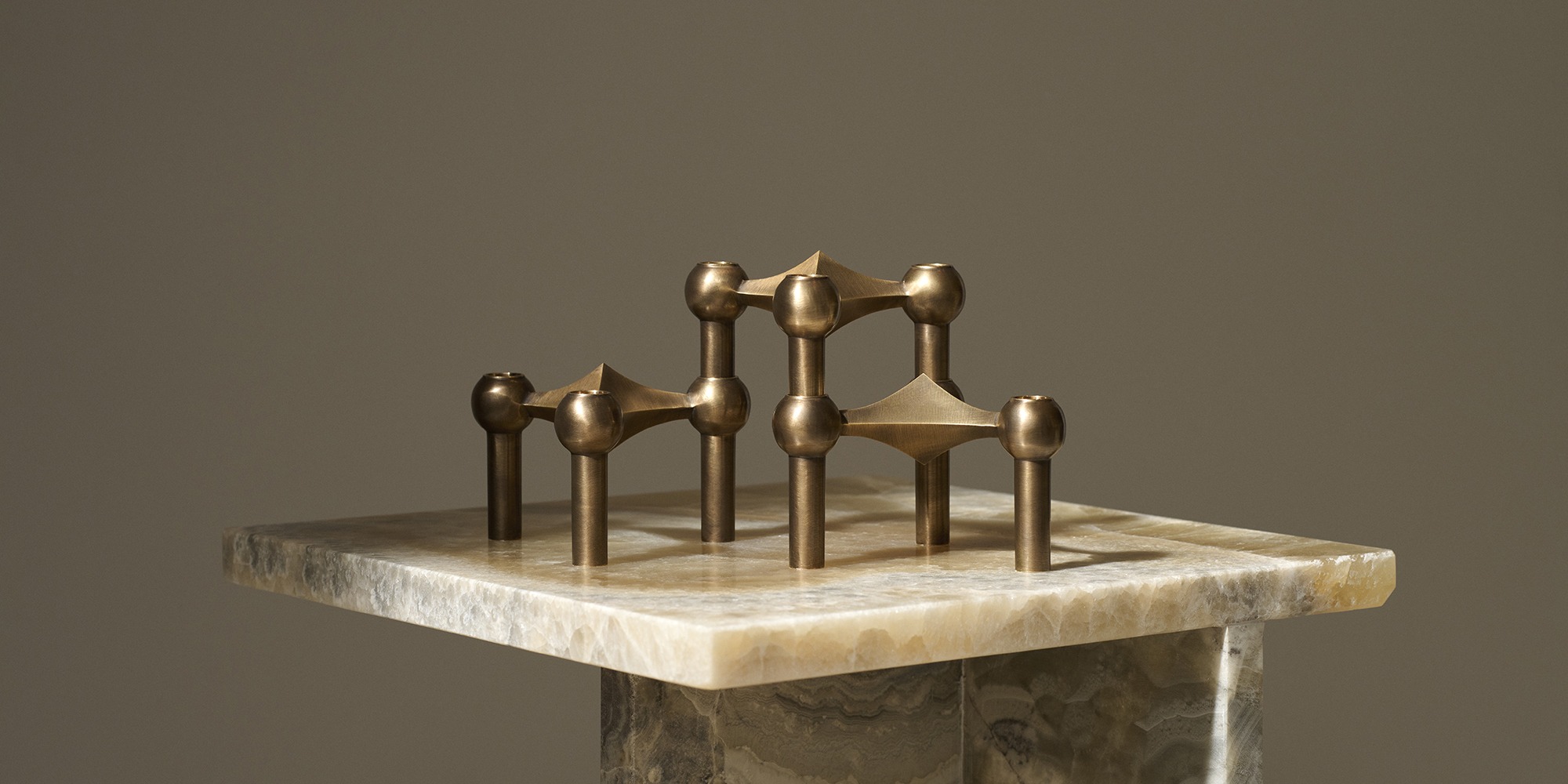 Set of 3 Decorative Candle Holders in Bronzed Brass by STOFF Nagel 6