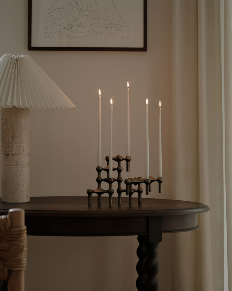 Set of 3 Decorative Candle Holders in Bronzed Brass by STOFF Nagel