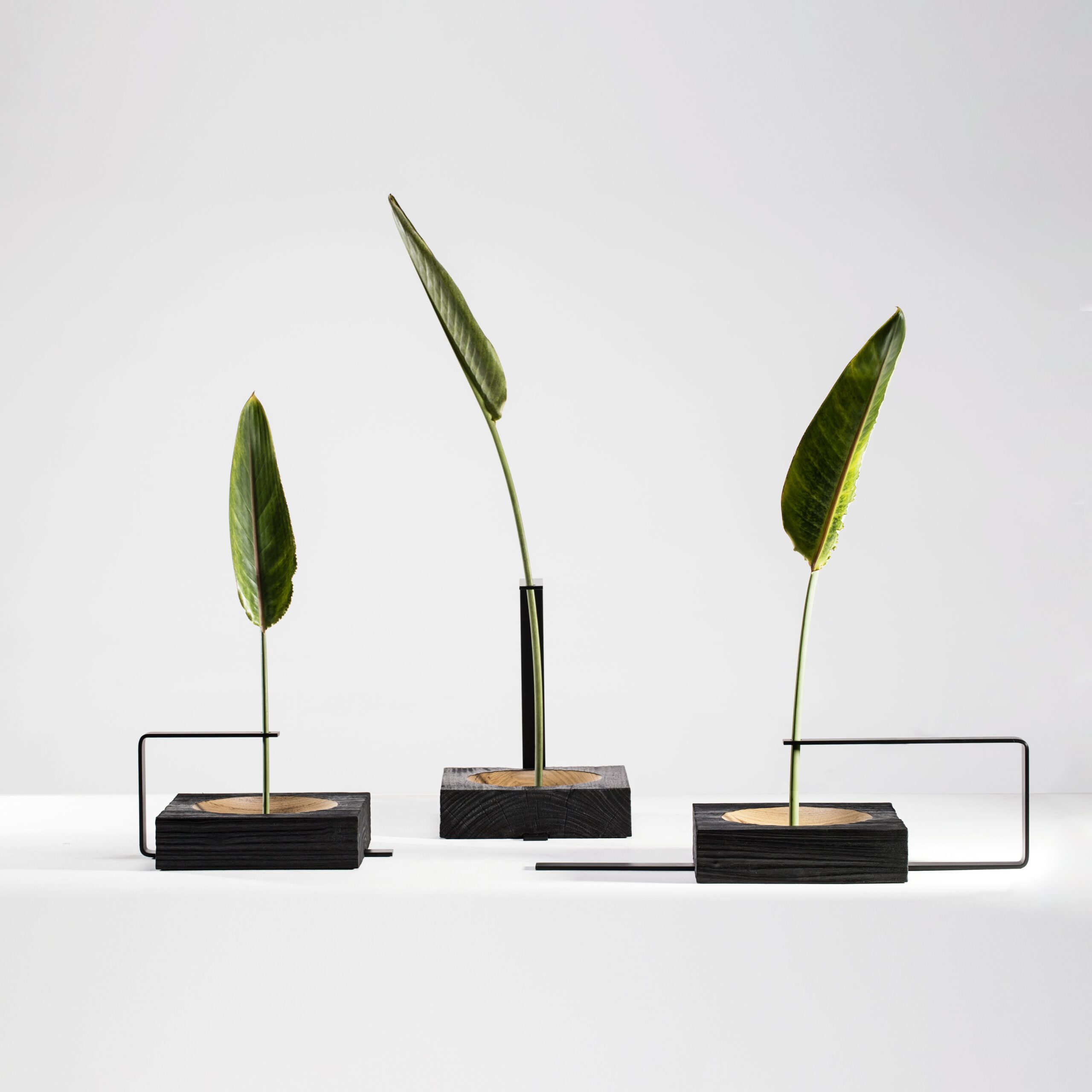 Set of 3 Wood and Aluminum Vaso Torno by Atelier Andre Ferri 2