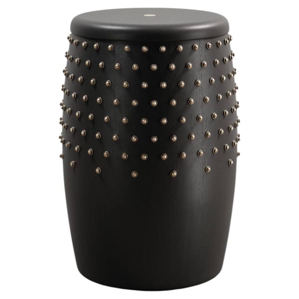 Sitiera Stool in Solid Wood with Aged Bronze Accents by Estudio Andean 1