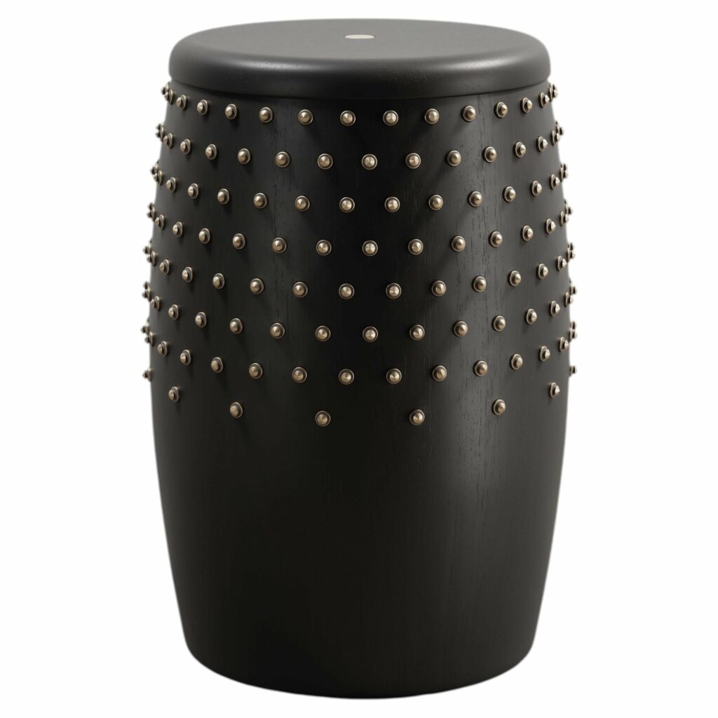 Sitiera Stool in Solid Wood with Aged Bronze Accents by Estudio Andean 1