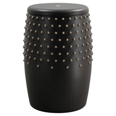 Sitiera Stool in Solid Wood with Aged Bronze Accents by Estudio Andean