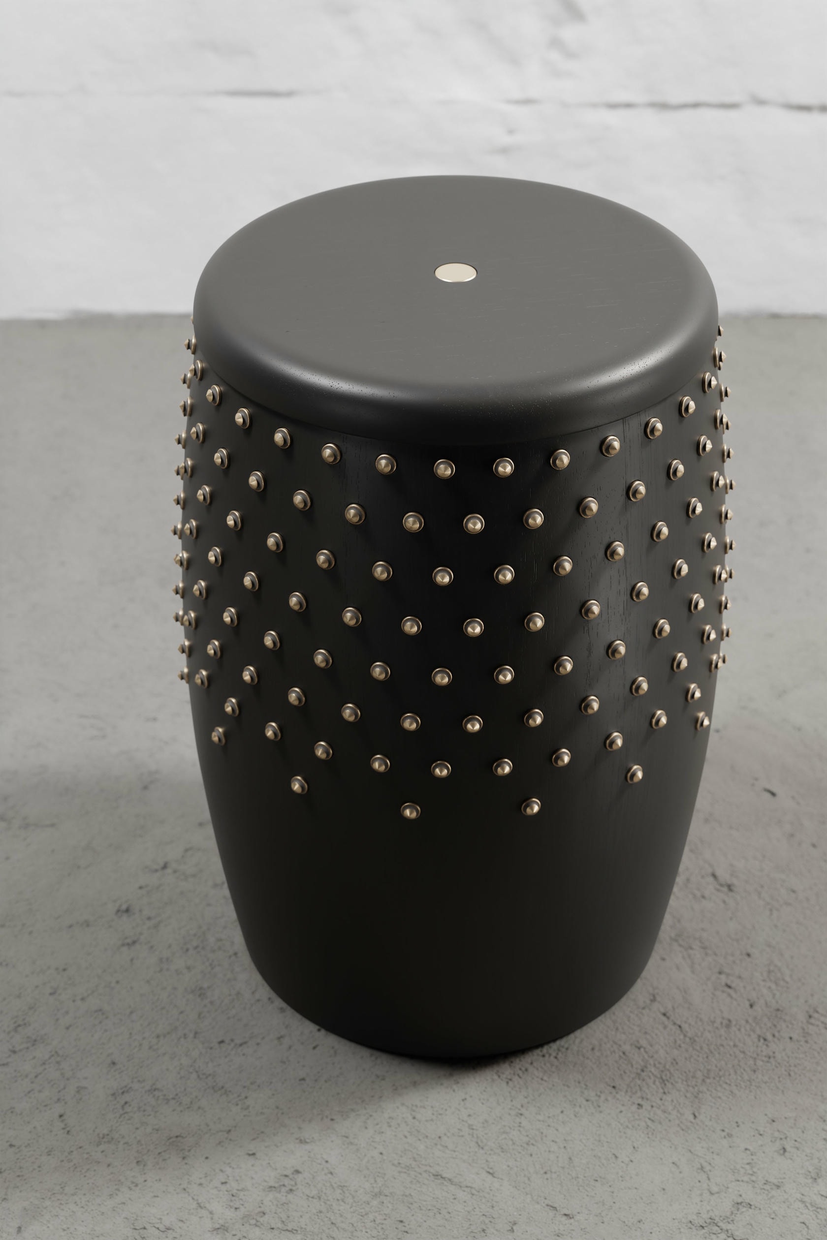 Sitiera Stool in Solid Wood with Aged Bronze Accents by Estudio Andean 6