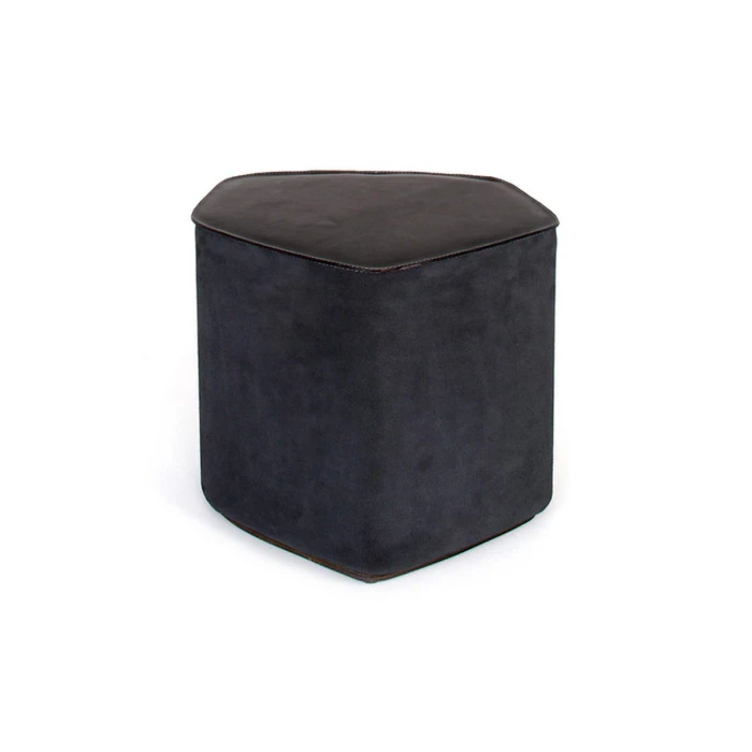 Small Pouf in Vegetable Leather Suede Poplar Plywood by Oscar Maschera 7