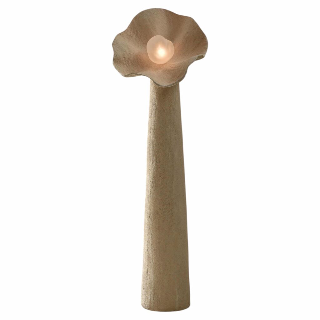 Unique, Large Hand Blown Glass and Fabric Eggshell Bloom Lamp Joanne Odisho 1