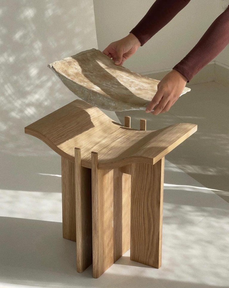 Unique Plywood Oak and Paper Summit Stool Joanne Odisho 1