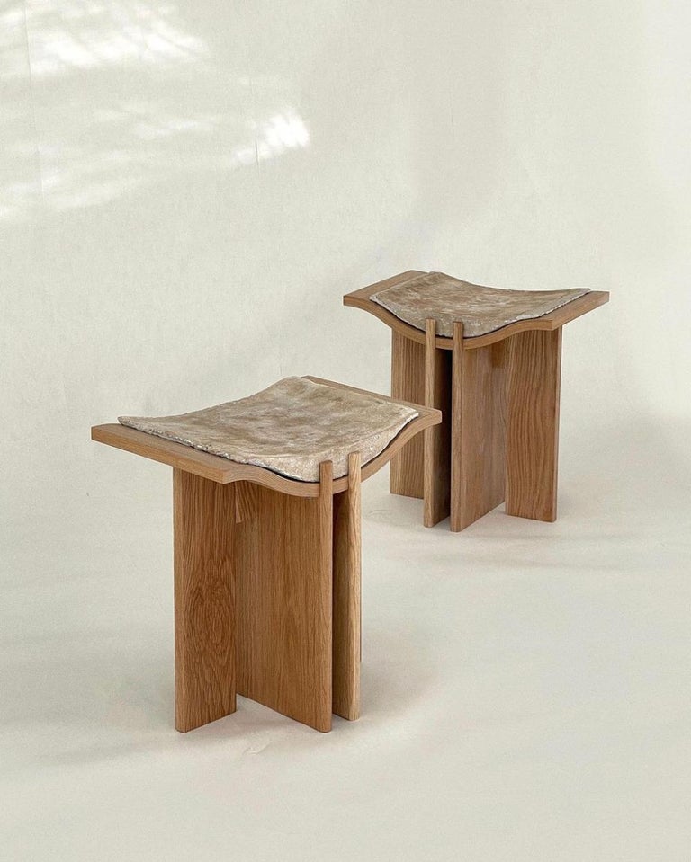 Unique Plywood Oak and Paper Summit Stool Joanne Odisho 2