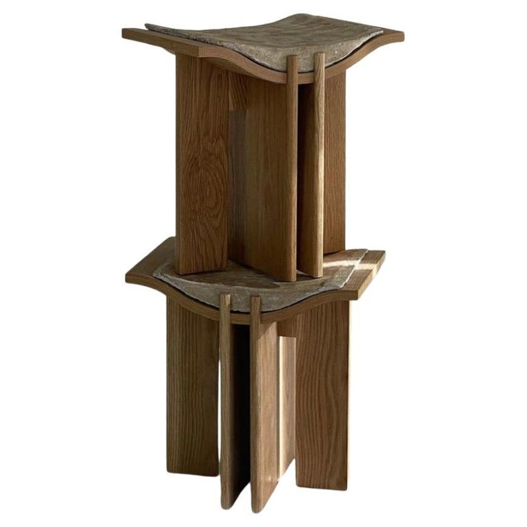 Unique Plywood Oak and Paper Summit Stool Joanne Odisho 4