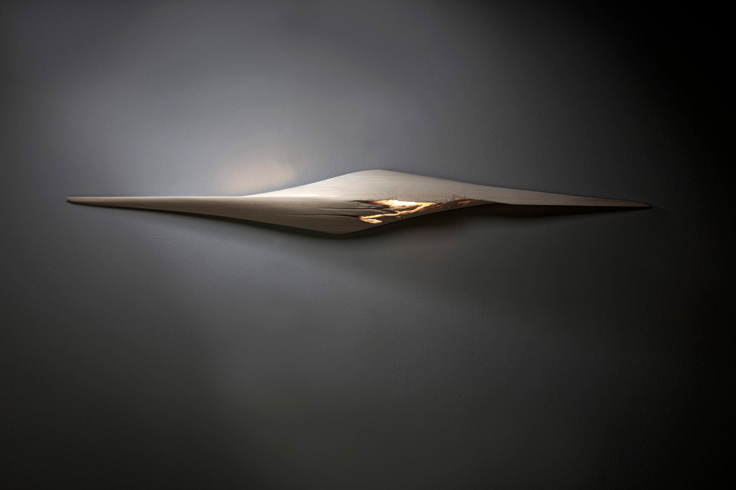 Eclosion Wall Mounted Luminary Sculpture in Eroded Sycamore by Tor Rothschild 2