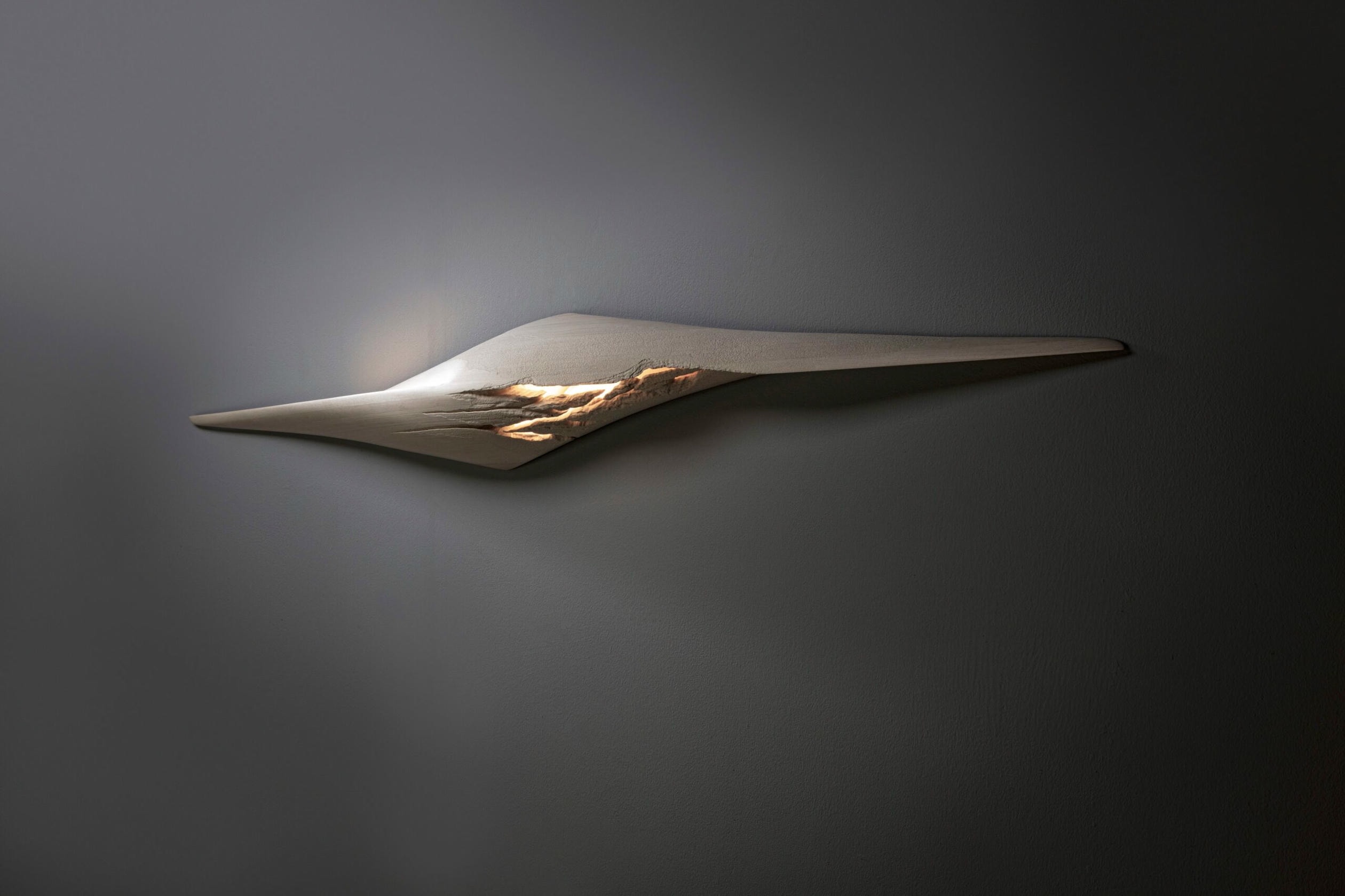 Eclosion Wall Mounted Luminary Sculpture in Eroded Sycamore by Tor Rothschild 6
