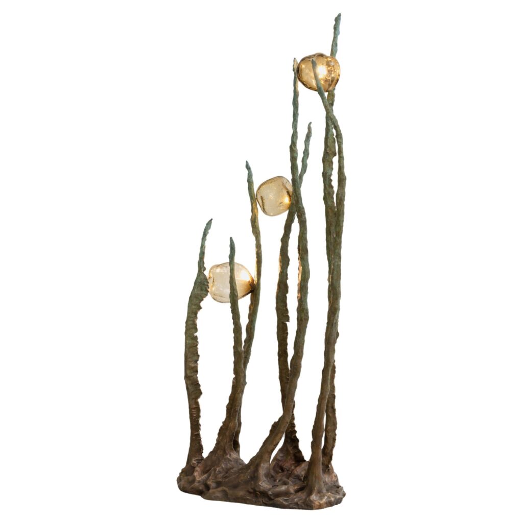 Posidoni Bronze and Handblown Glass Floor Lamp by Emilie Lemardeley 1