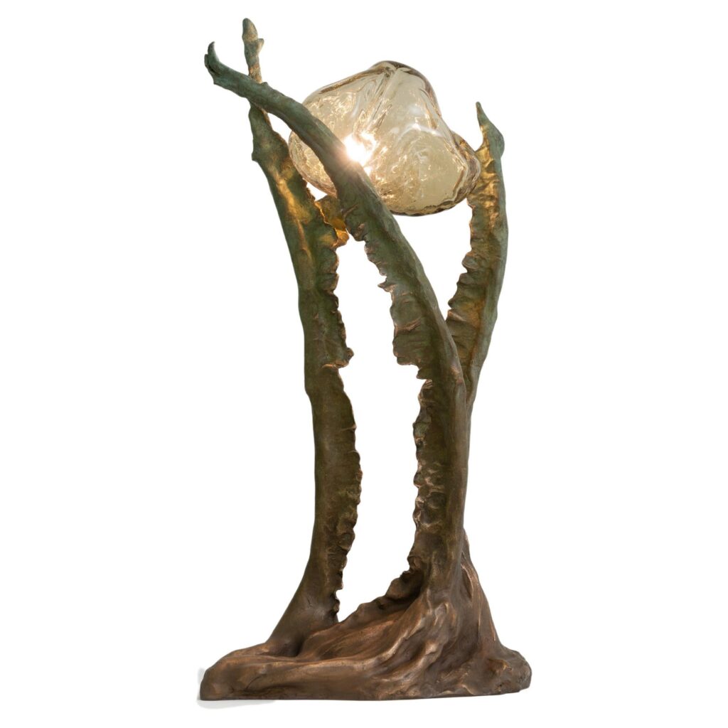 Posidoni Bronze and Handblown Glass Table Lamp, 1 Light, by Emilie Lemardeley 1