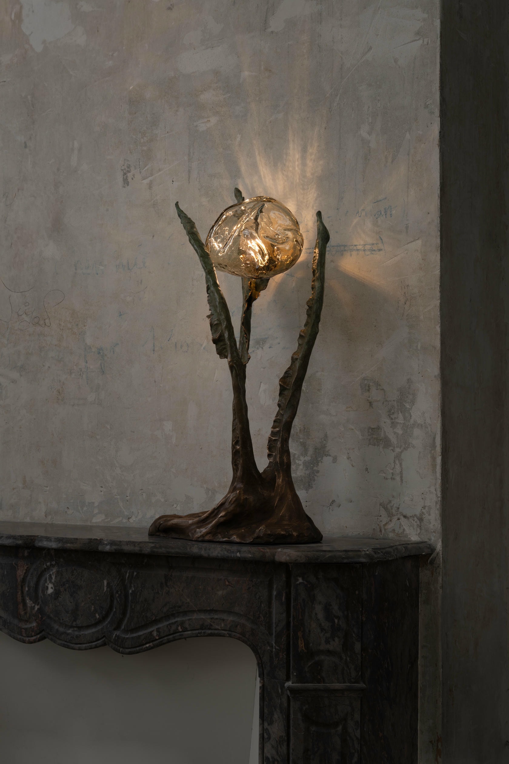 Posidoni Bronze and Handblown Glass Table Lamp, 1 Light, by Emilie Lemardeley 2