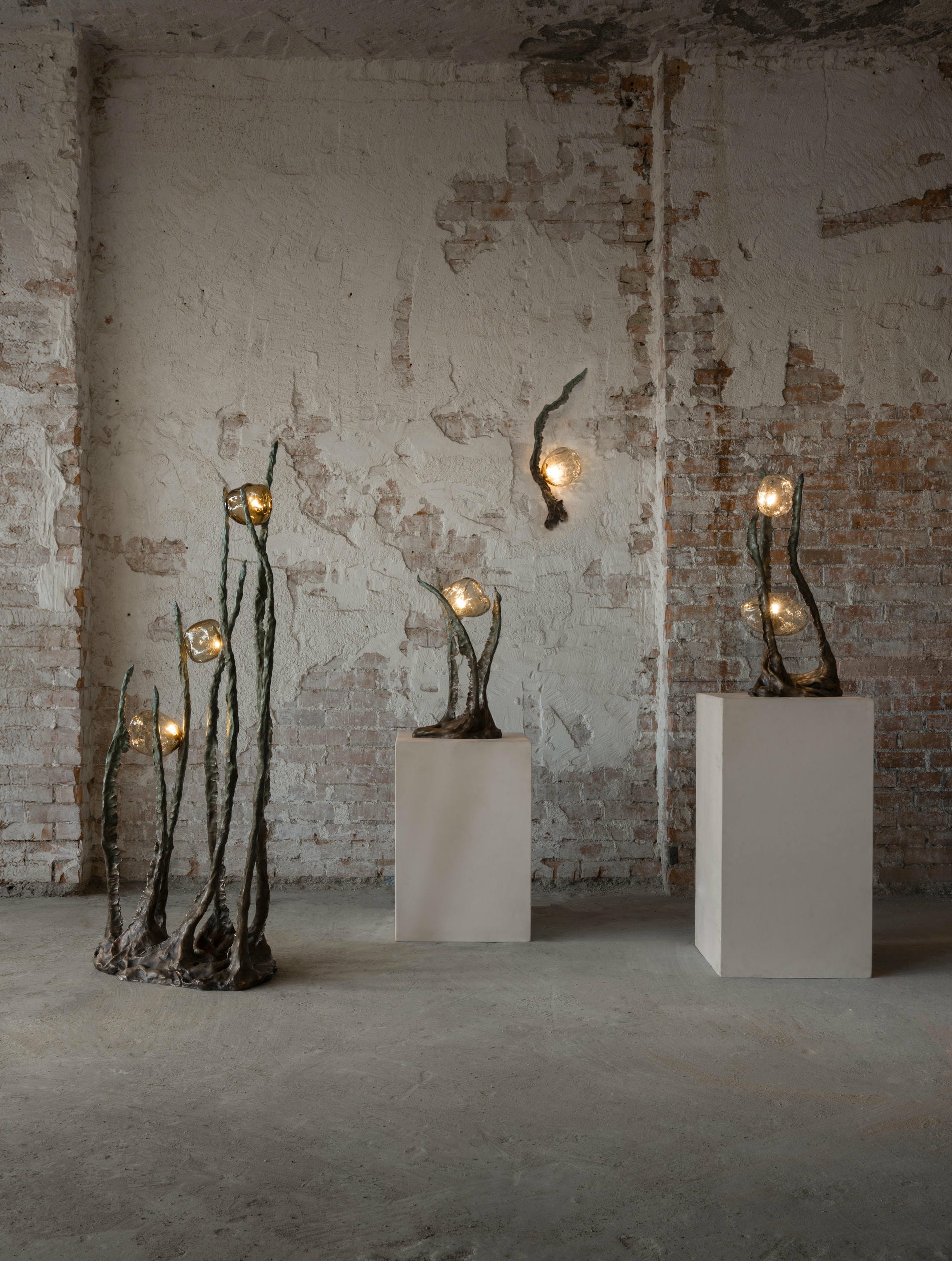 Posidoni Bronze and Handblown Glass Table Lamp, 1 Light, by Emilie Lemardeley 9