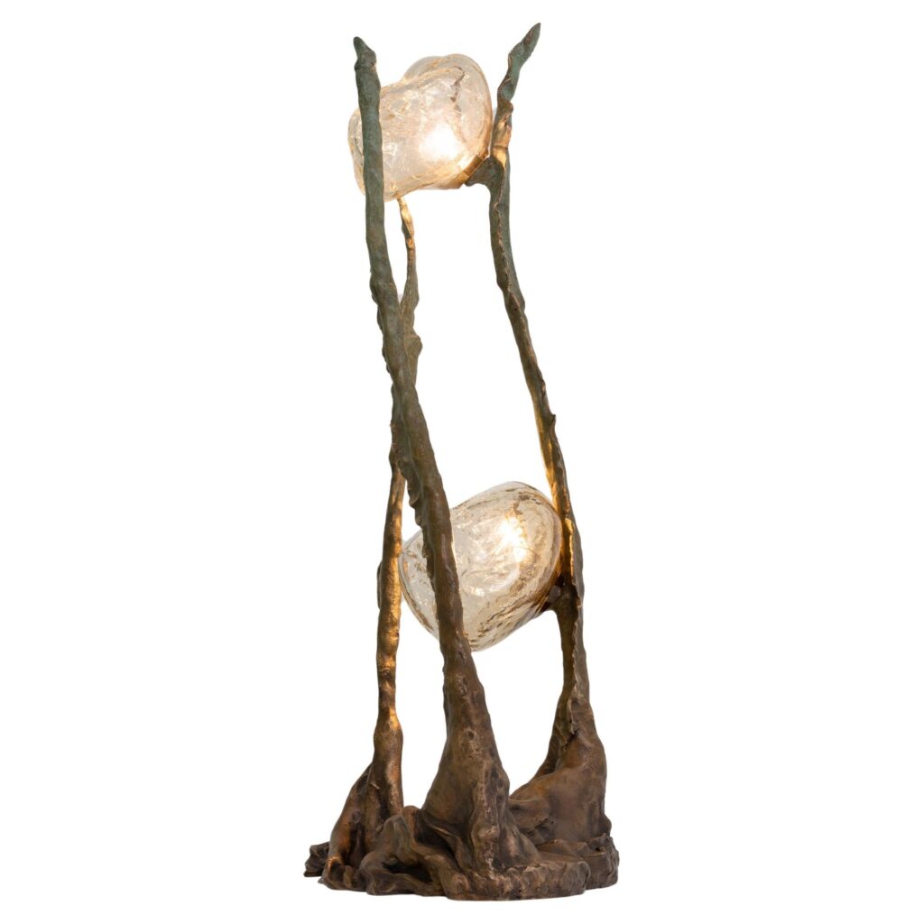 Posidoni Bronze and Handblown Glass Table Lamp, 2 Lights, by Emilie Lemardeley 1