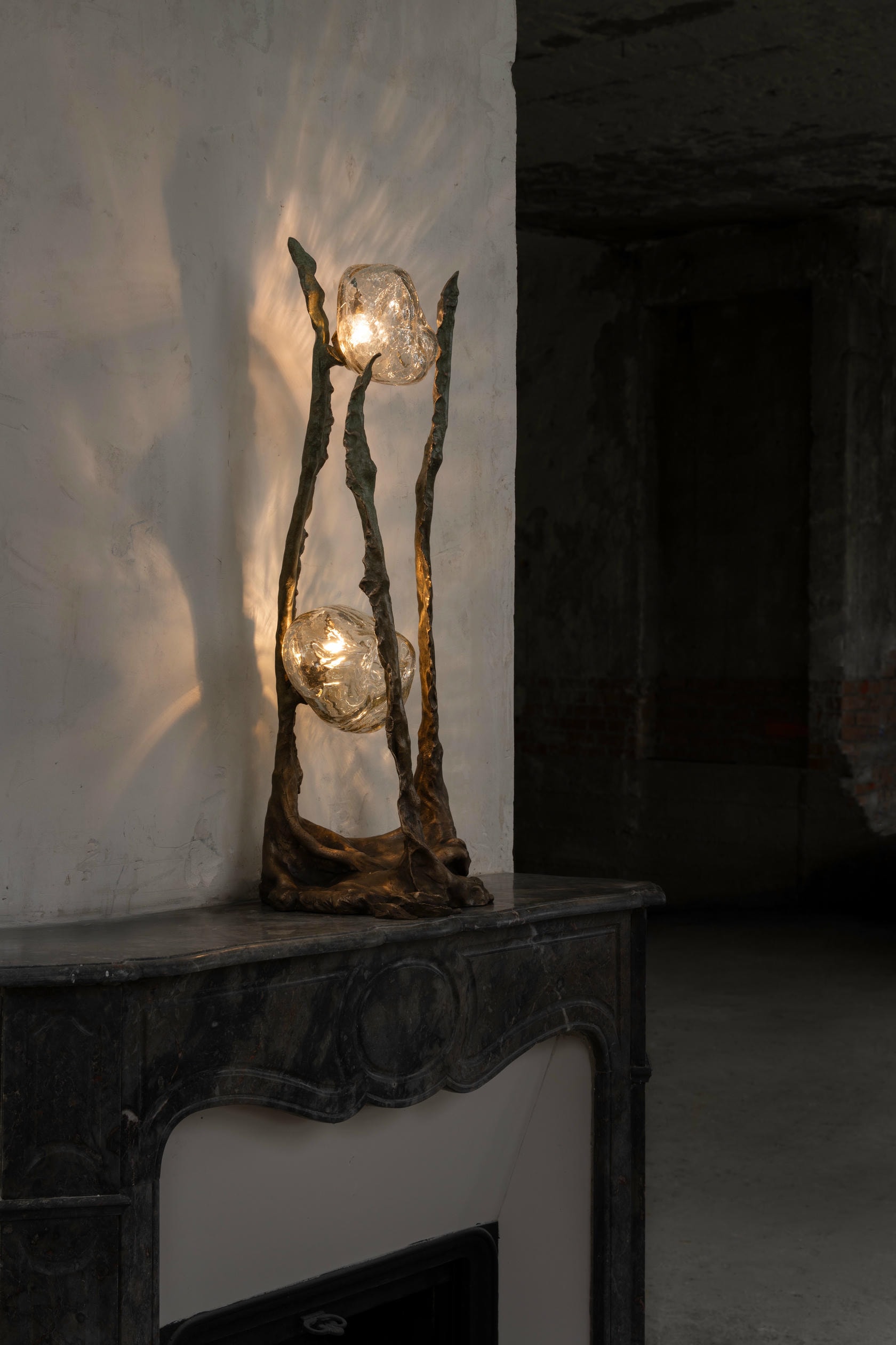 Posidoni Bronze and Handblown Glass Table Lamp, 2 Lights, by Emilie Lemardeley 2