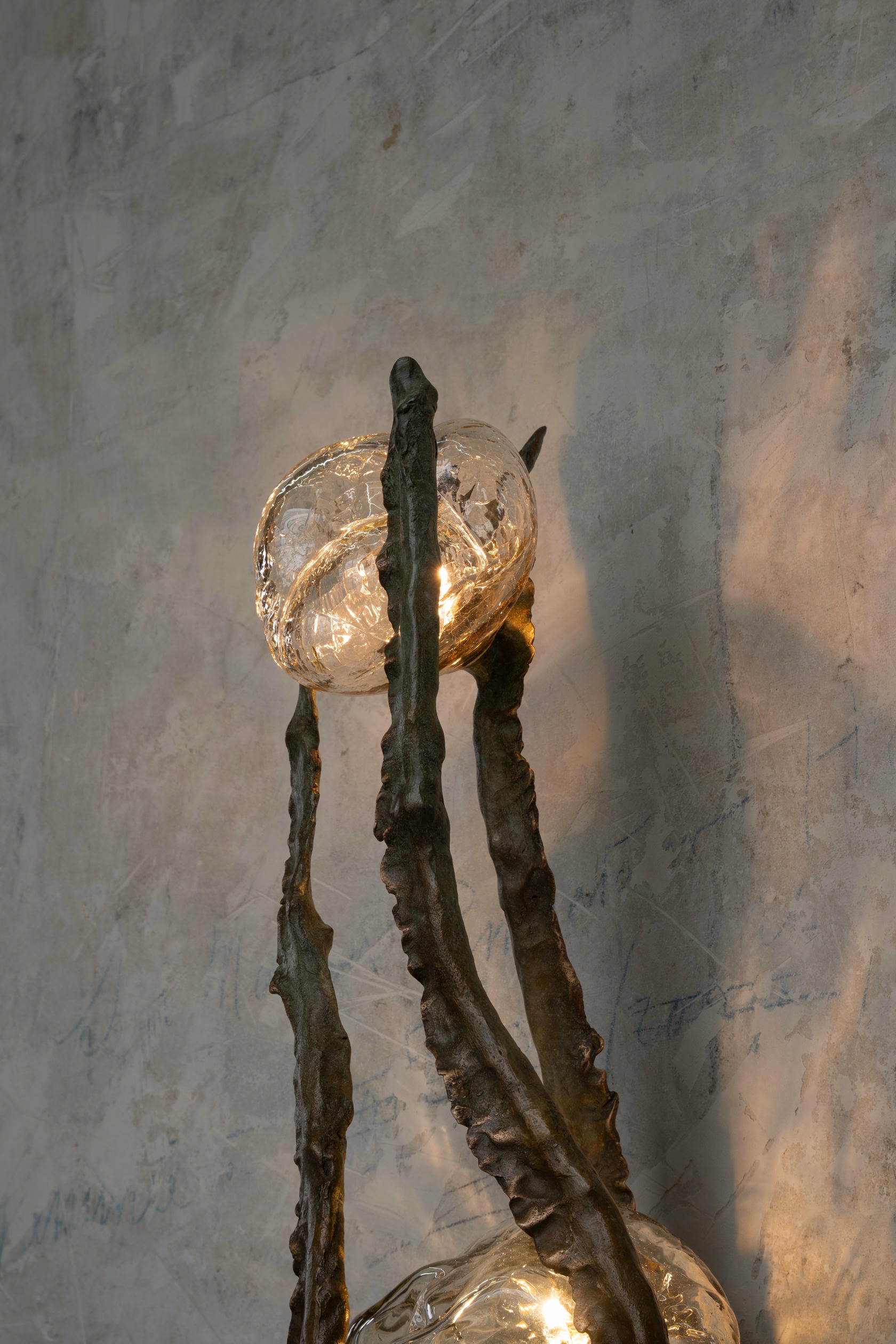 Posidoni Bronze and Handblown Glass Table Lamp, 2 Lights, by Emilie Lemardeley 3